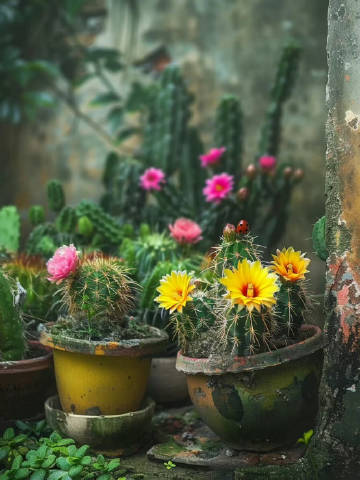 苔痕漫瓦盆，棘刺护清魂。<br />不借东风力，孤花自吐春。