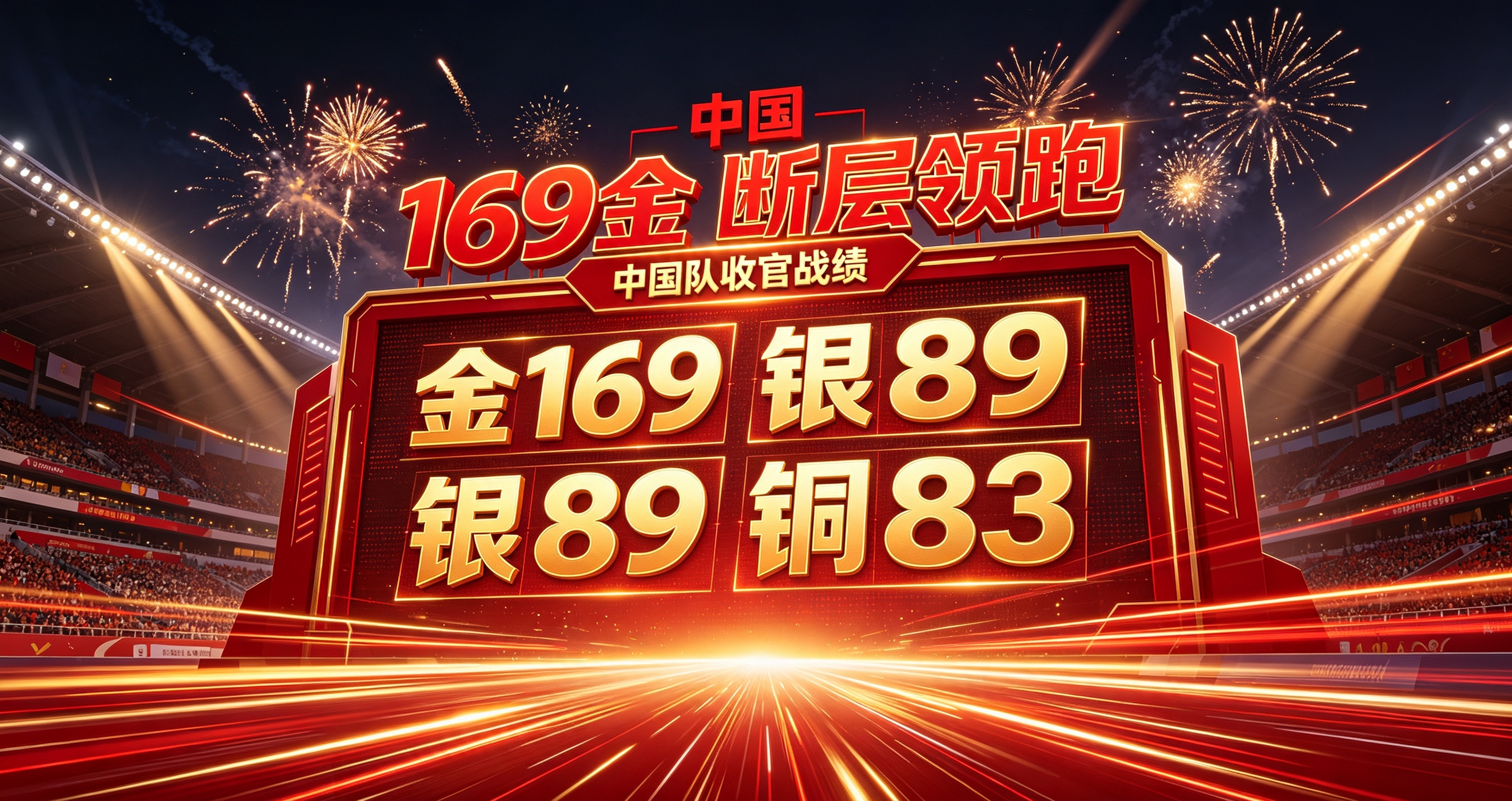 狂揽169枚金牌！中国队圆满收官，奖牌榜断层领跑惊艳全场！
 
本届综合性赛事全部赛程落下帷幕，中国代表团交出169金89银83铜的亮眼成绩单，金牌与总奖牌数稳居第一。多项项目上，运动员们不断突破自我，不少年轻小将站上最高领奖台，展现出强大的后备力量。
 
从乒乓球、跳水等传统强项稳定夺金，到田径、