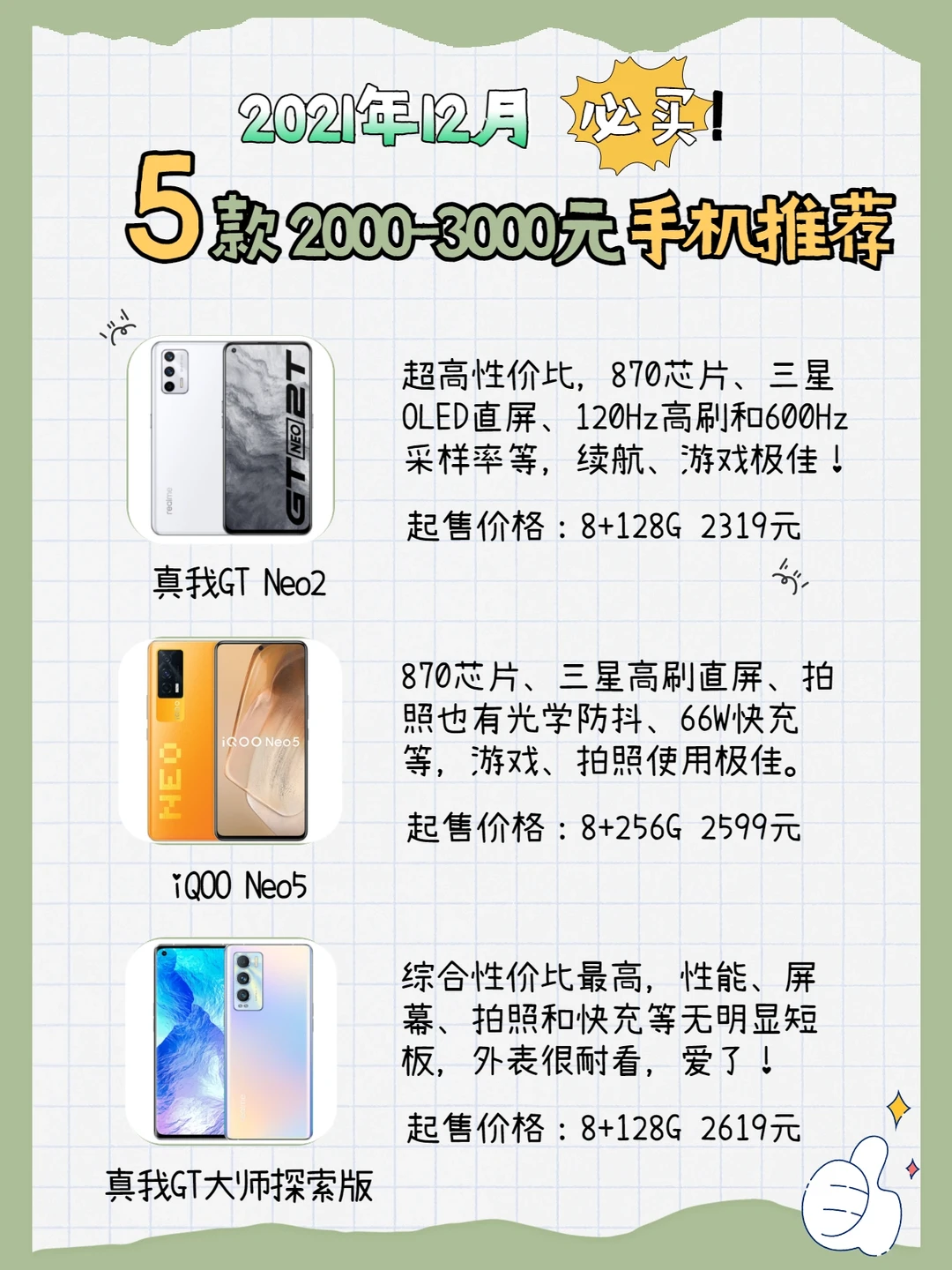 2021年12月：2-3000元高性价比手机推荐！