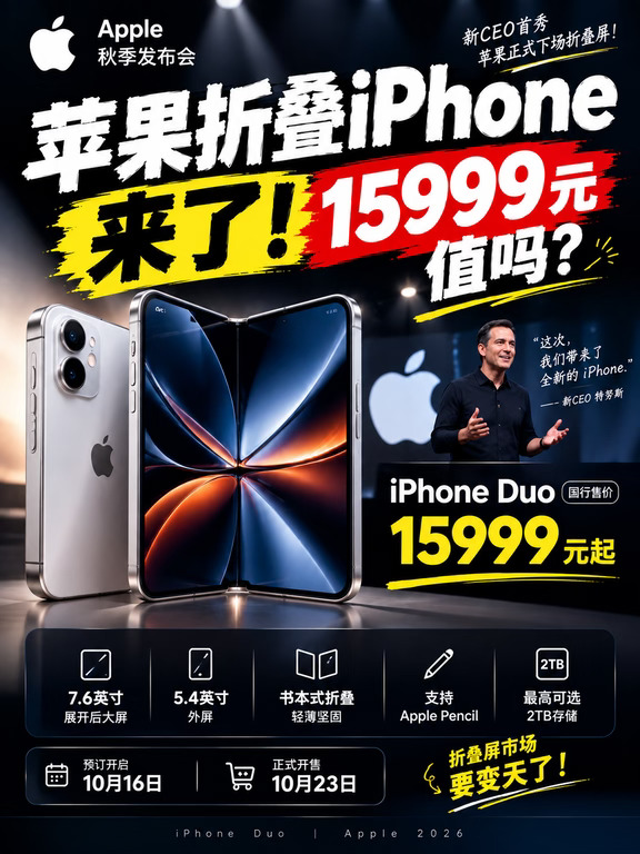 苹果折叠手机来了！15999元值吗？🔥