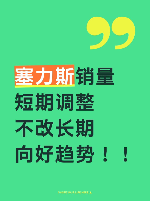塞力斯销量短期调整不改长期向好趋势！！