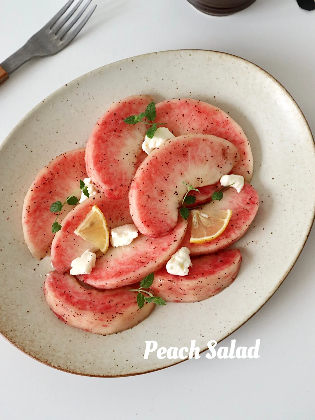夏日轻食🍑伯爵茶渍桃子奶酪沙拉