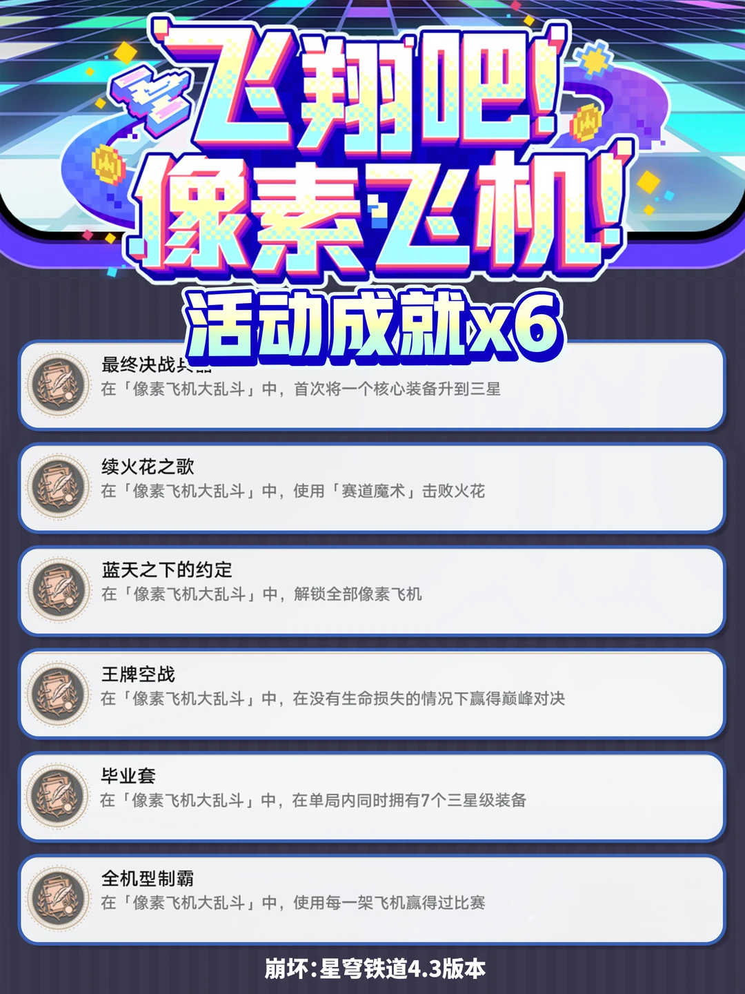 星铁4.3「飞翔吧!像素飞机!」活动隐藏成就攻