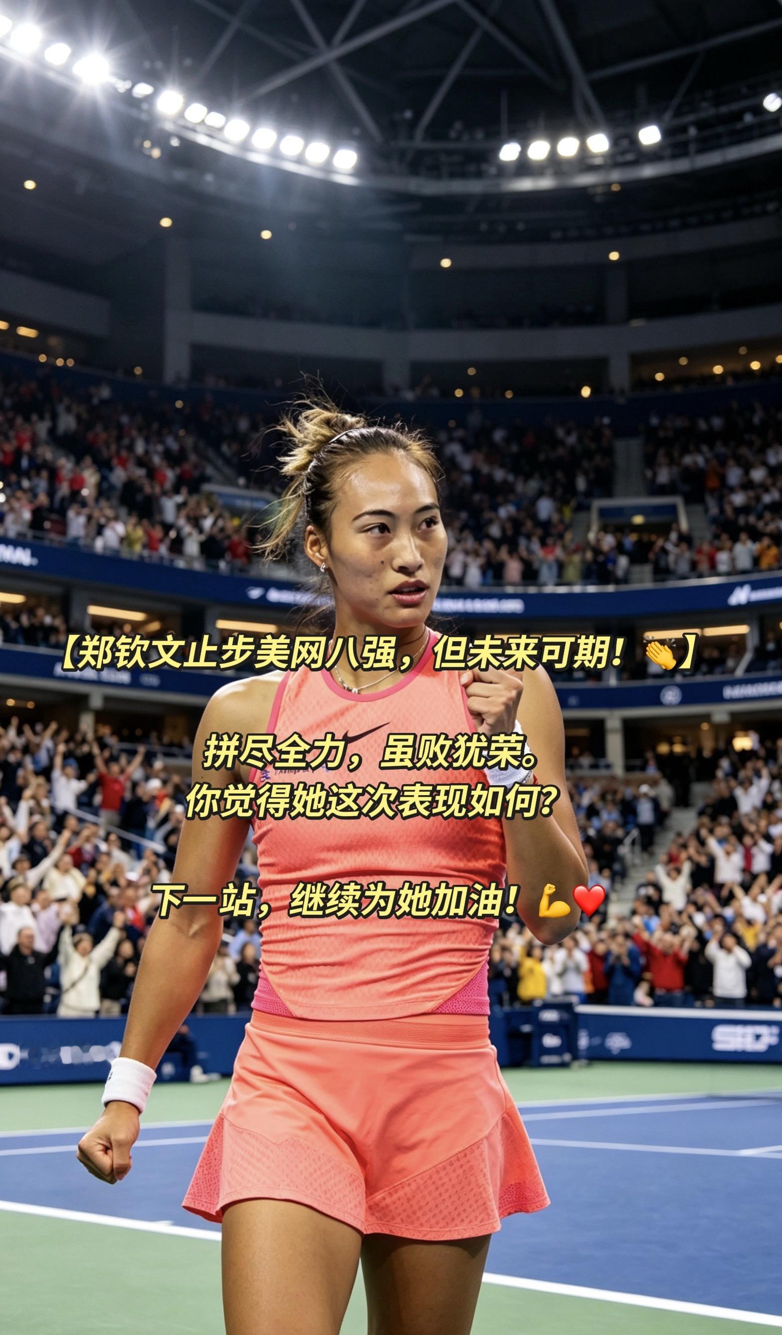 郑钦文遗憾止步美网八强，冲击四强的目标落空。有惋惜声也有鼓励的声音，竞技赛场输赢本是常态。一次失利，是否就代表发挥不够好？郑钦文 美网八强