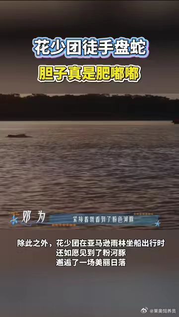 《花少》雨林这段反差感拉满！邓为淡定面对森蚺，王星越被吓得惊呼，内心再恐惧也认真完成拍摄，难怪网友夸胆子肥嘟嘟。#花少团徒手盘蛇胆子真是肥嘟嘟##花少团再怕蛇也要出片# ​