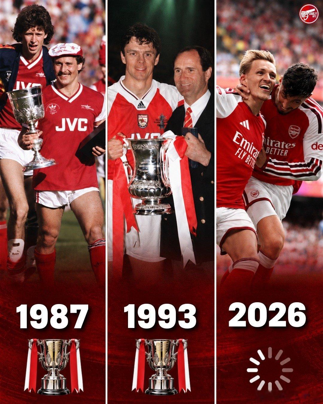 阿森纳上赛季结束了长达22年的英超冠军荒。🏆如今，枪手们正力争自1993年以来的首个联赛杯冠军，他们在上赛季温布利球场屈居曼城之后，获得亚军。另一个等待或许即将结束。⏳
#阿森纳##足球##英超# ​