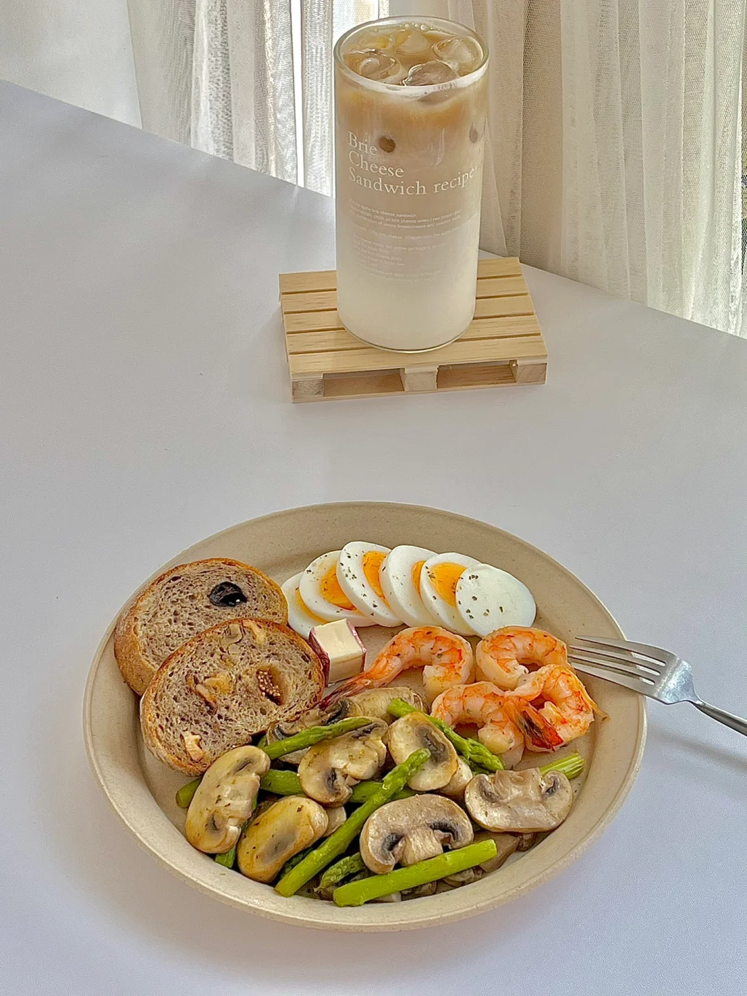 ☀️工作日早餐｜无花果欧包｜炒芦笋口蘑虾仁😋