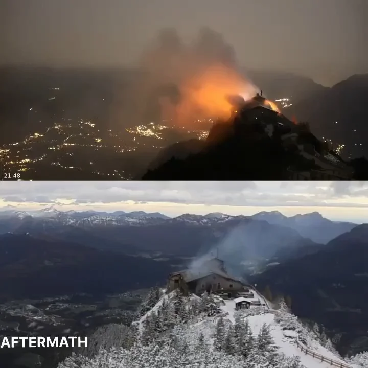 据多家媒体：当地时间23日晚，希特勒在巴伐利亚阿尔卑斯山的“鹰巢”突发大火。建筑位于海拔1834米山