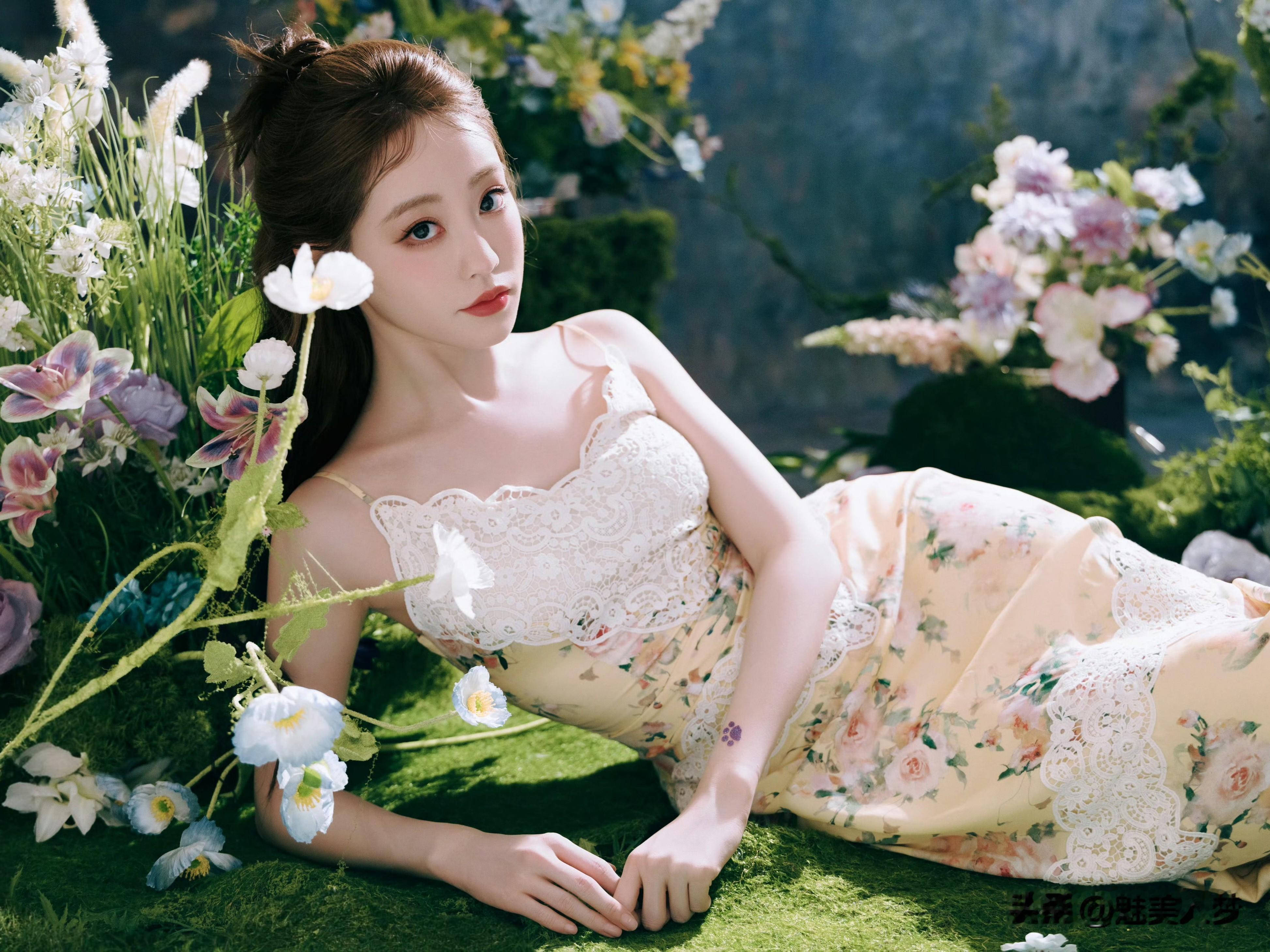 祝绪丹碎花蕾丝吊带裙，露出锁骨灵动好看祝绪丹 好身材 性感 女神 碎花小吊带裙 一字肩小吊带裙碎花抹胸穿搭  
 
祝绪丹穿的这条碎花吊带裙很有巧思，白色蕾丝做了波浪边，和淡黄色的裙身拼接，花色淡淡的，看着很清新。妆容淡淡的，唇色温柔，和整套穿搭很契合。
 
想要尝试同款