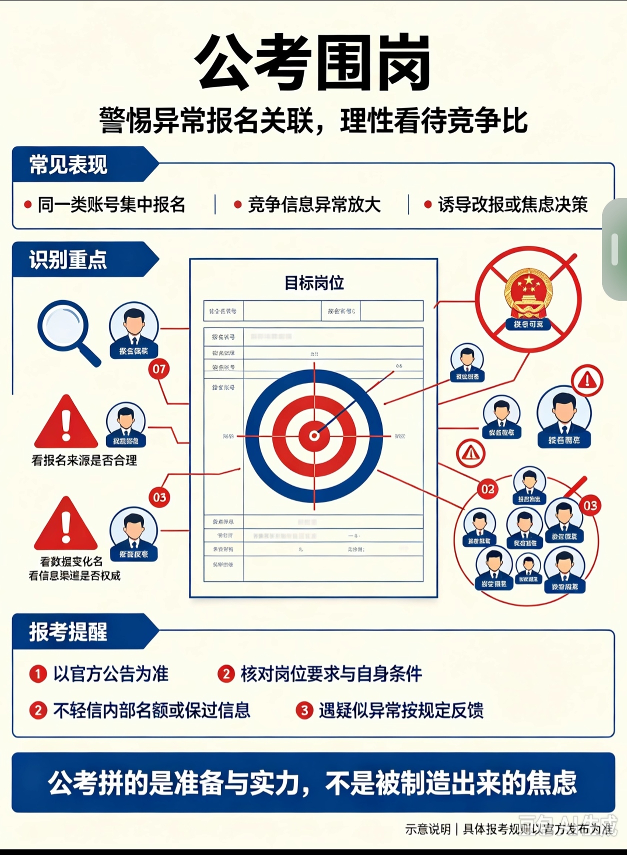 国家要出手了，“公考围岗”可以休矣！

之前有个“围标”为人所不齿，而“公考围岗”的危害性比其还严重千万倍。

考公是读书人眼里最公正最理想的出路，如果这一项都被“少爷”“小姐”二代们染指侵占，那这彻底堵死底层人阶层跨越途径之举，势必会引来滔天民愤。

还公考一片蓝天，这也是维护国之根本的一项重大举
