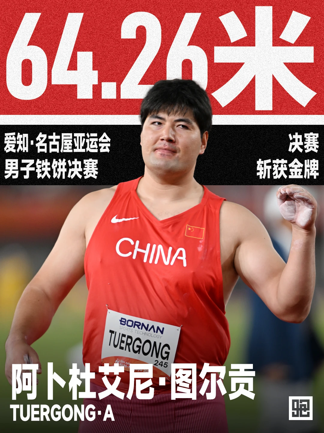 阿卜杜艾尼·图尔贡 亚运会铁饼金牌！