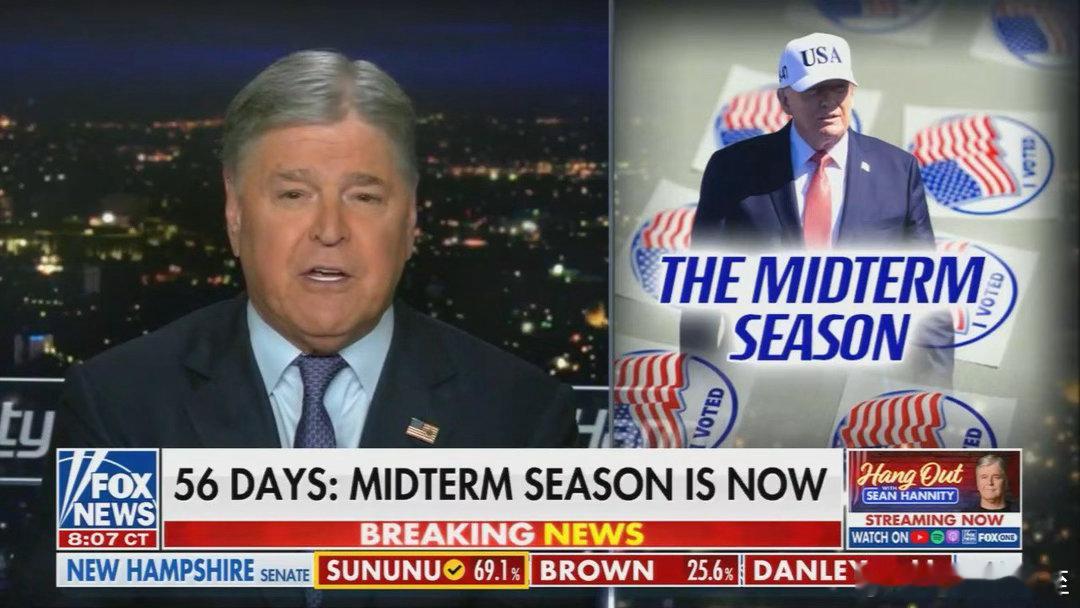 Fox News今天的主旋律：离中期只有56天，选举季已经开始，大家一定要投票🗳️

明后两天，共和党全国委员会在达拉斯召开“中期选举动员大会”

Trump亲自参加，将发表讲话、并主持讨论 ​
