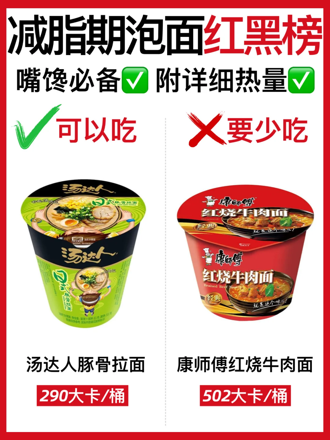 🔥泡面党狂喜！减脂期泡面怎么吃❓附热量✅