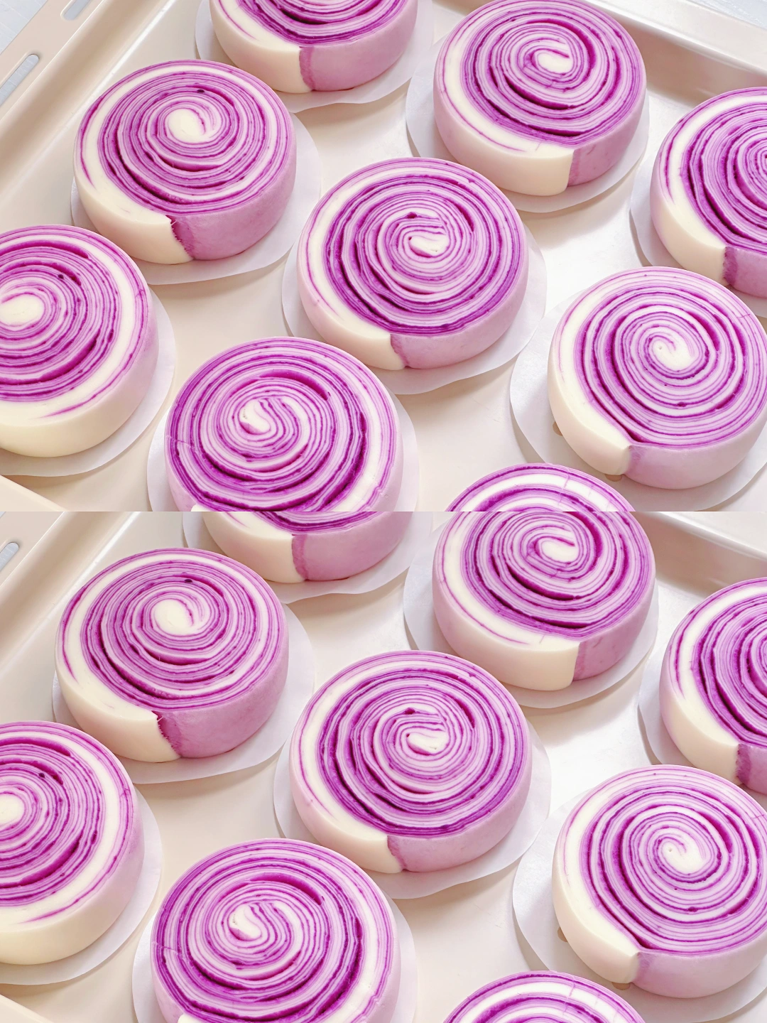 可以撕着吃的紫薯牛奶千层卷‼️层次超多～