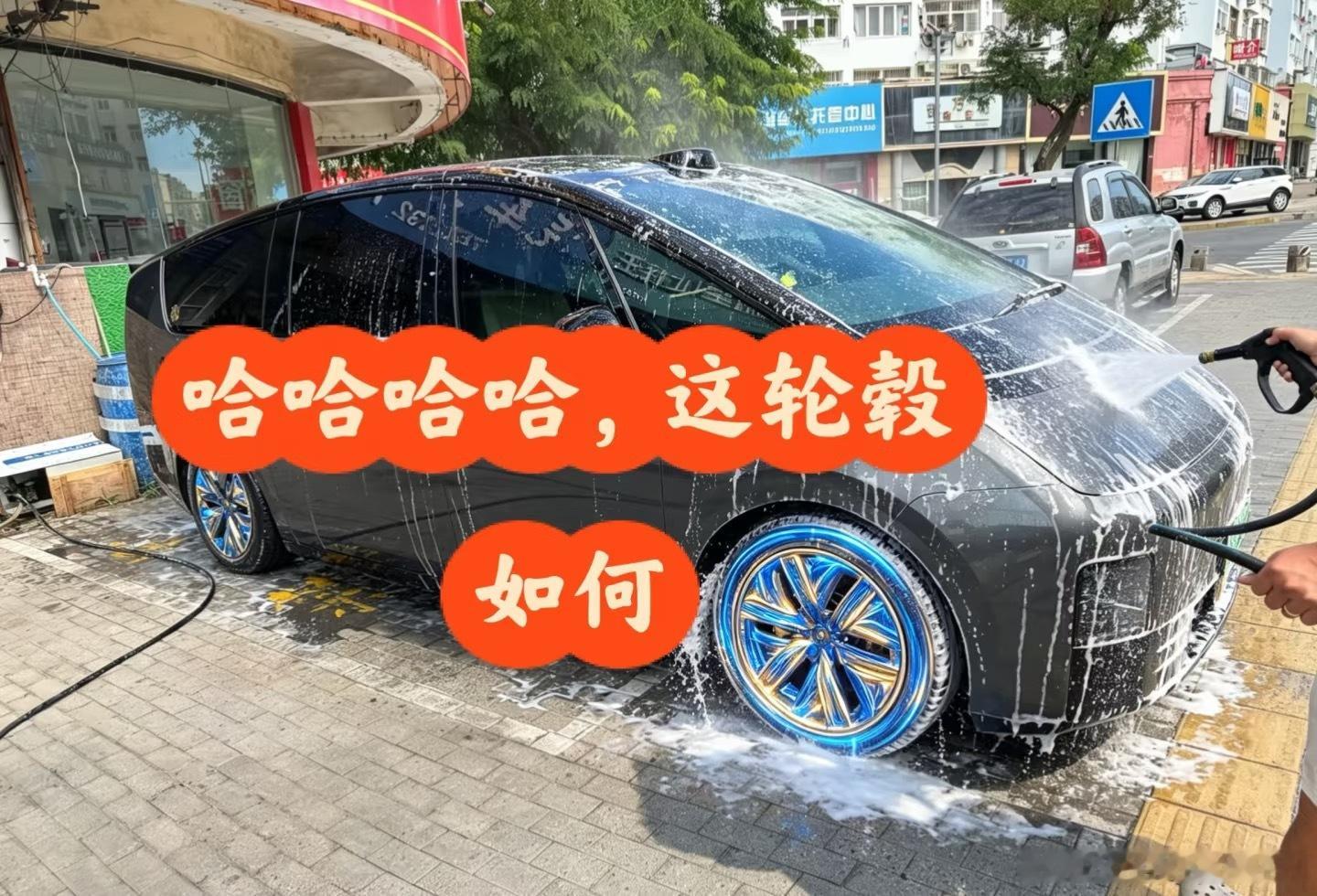 它不只是一个简单的装饰件，更是我们车主自由发挥的画布！
哈喽各位理想车主今儿给大家展示个自己车手绘的轮毂彩绘，虽然感觉有点奇怪，不过是用水彩涂的不用担心，可以擦掉，仅供娱乐。不用大改整车，只需要在轮毂罩上面上色、涂鸦，就能赋予爱车独一份个性。灵感是蓝金流光的配色一换上，整车气质立 ​