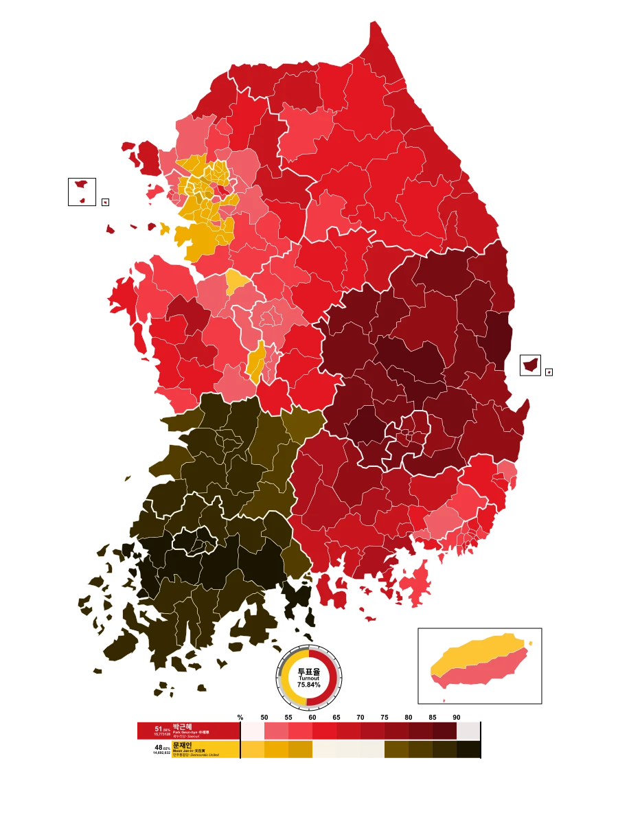 韩国2012年大选数据：朴槿惠击败文在寅