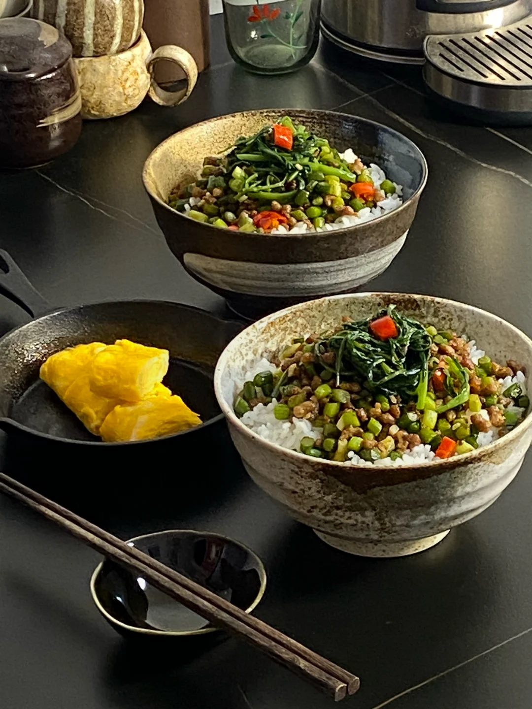 今日食谱📜蒜苔肉沫盖饭一碗🥢