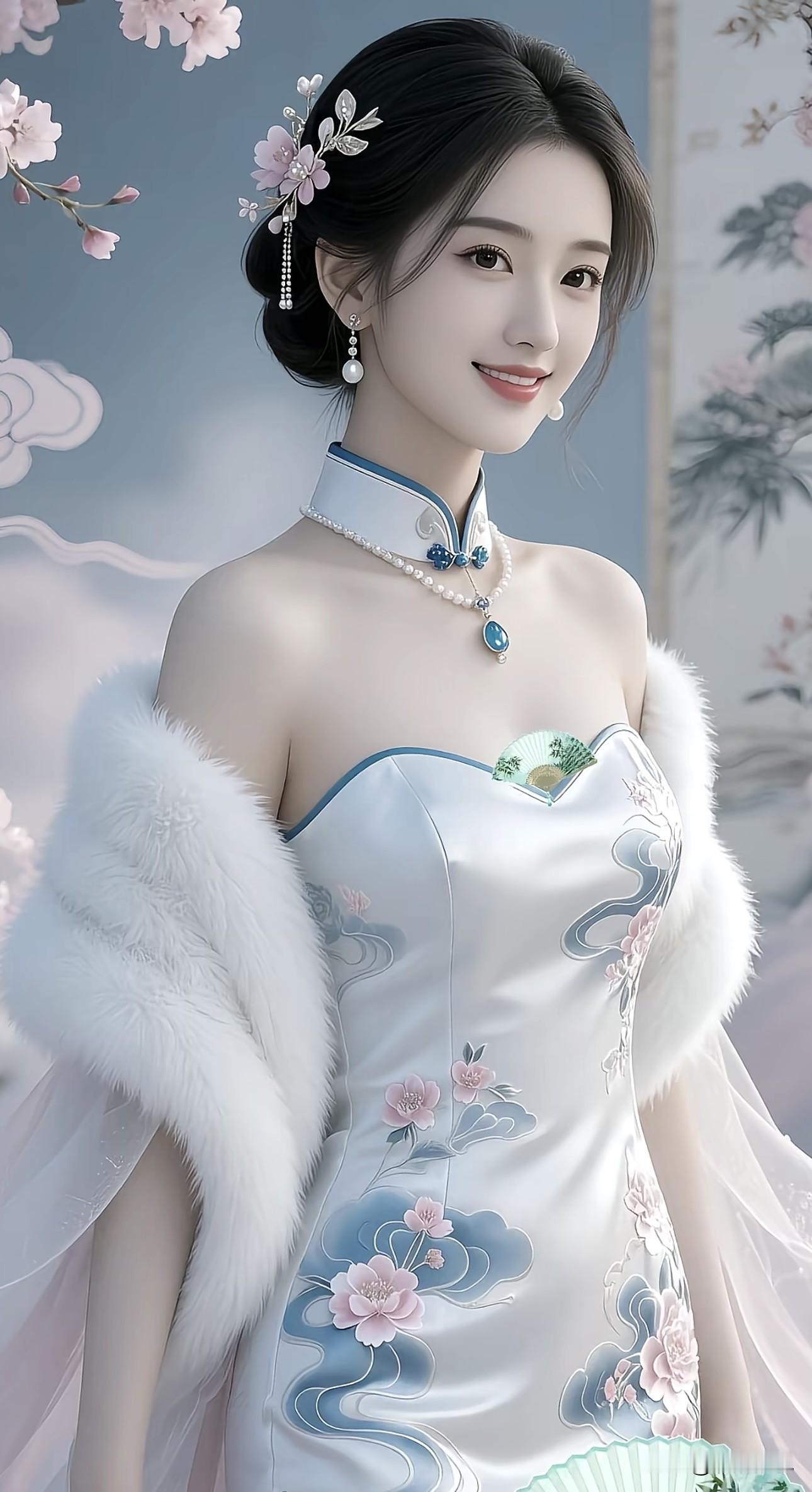 仙气飘飘的古典美人，宛如画中走出的女神。