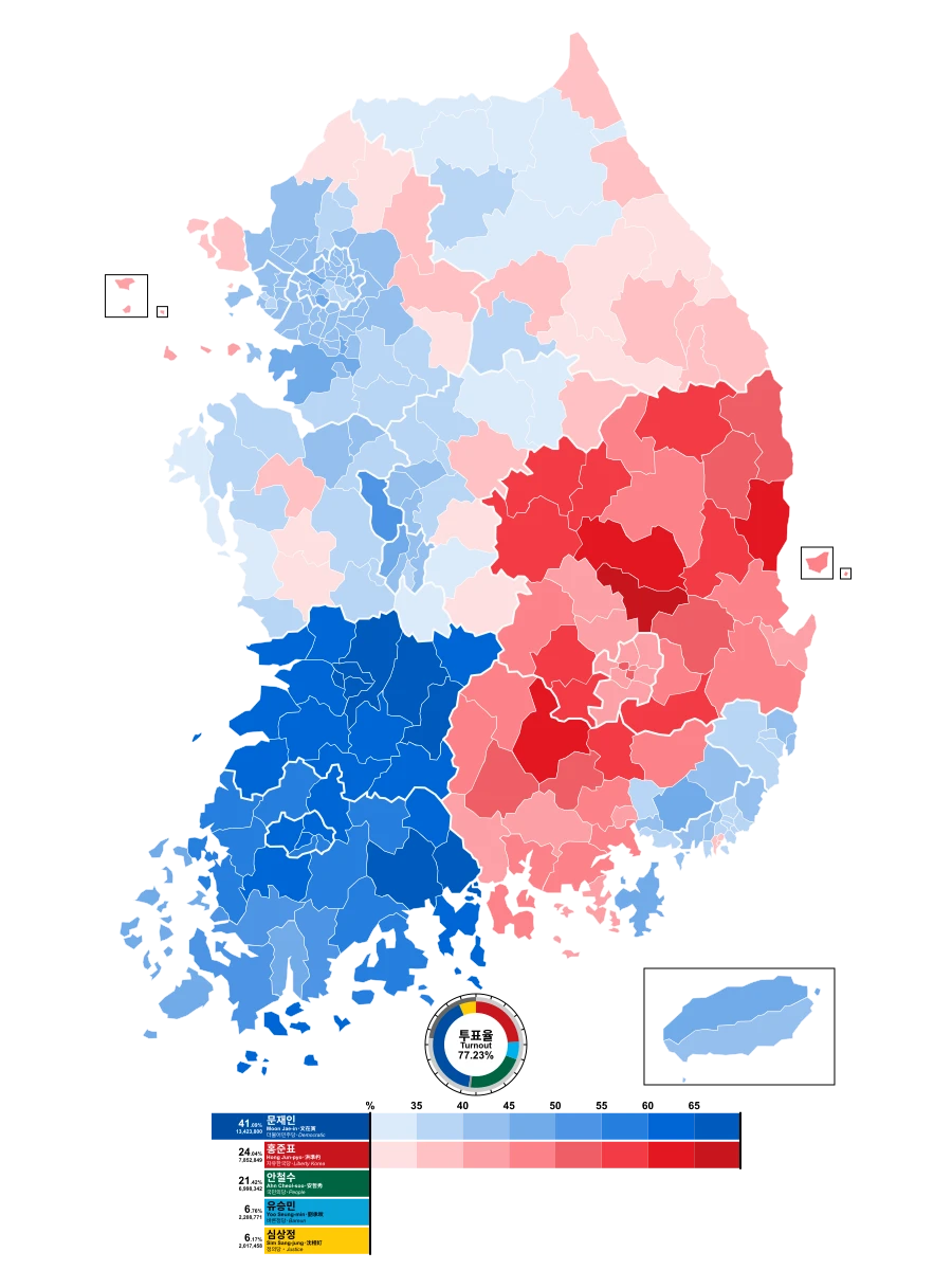 唯一全身而退的韩国总统文在寅之胜选地图