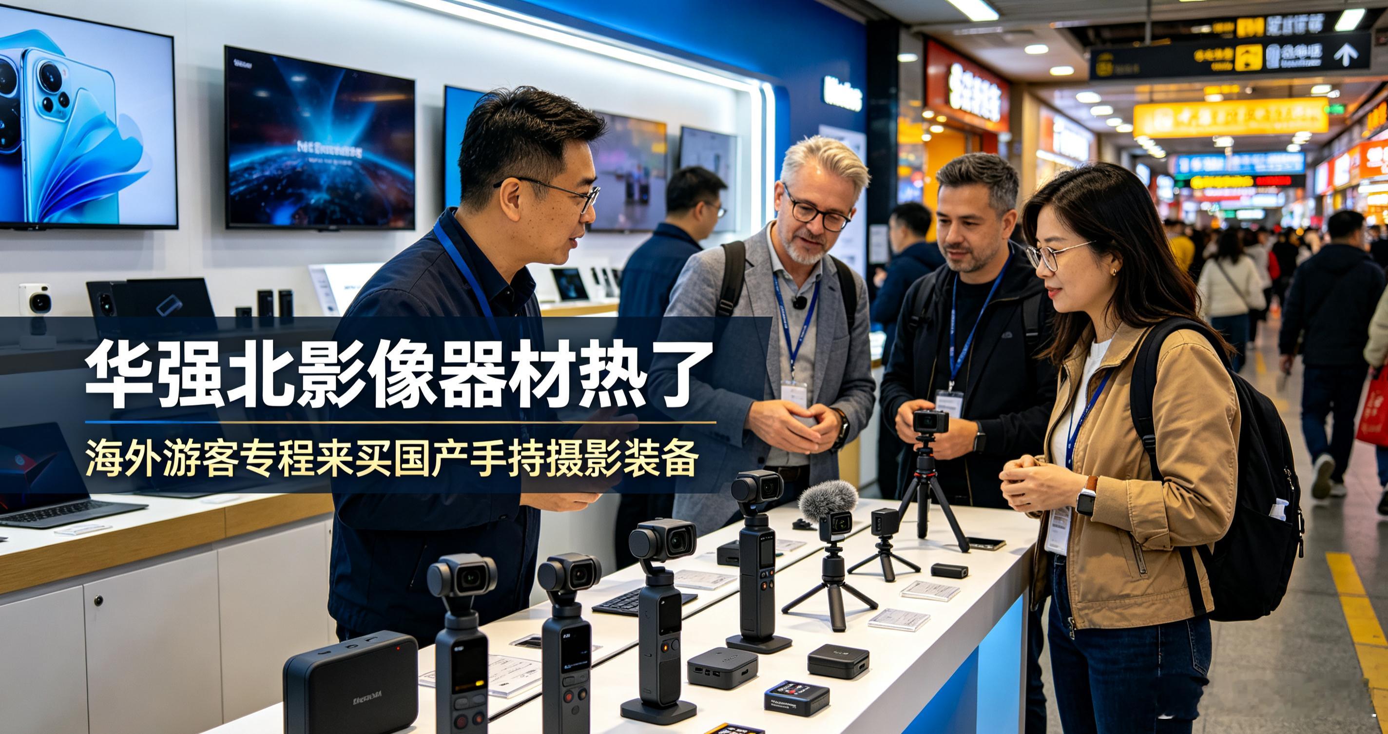 海外游客扎堆华强北扫货摄影器材！国产手持影像设备到底有多强
如今深圳华强北，除了手机配件，手持智能摄影器材已成为海外游客的必买清单。大量欧美、东南亚、中东游客来到这里，专门选购口袋相机、运动相机、无线麦克风、手持稳定器等设备。华强北日均客流量达75万人次，每天接待外国客商超8000人次 ​