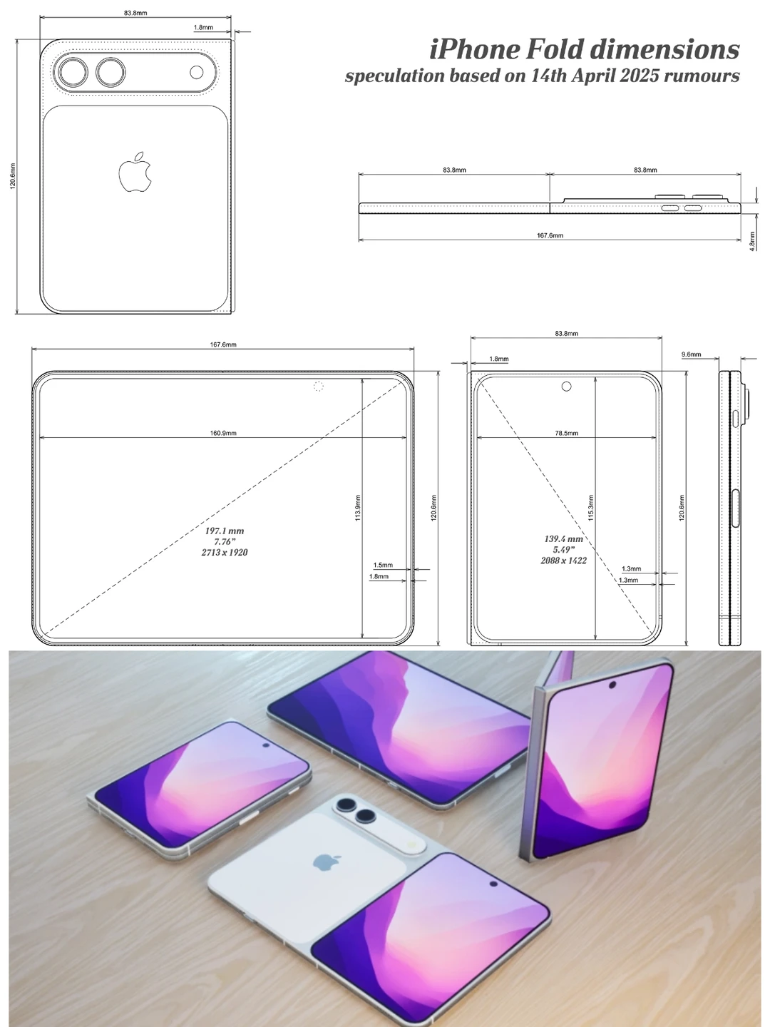 iPhone折叠屏尺寸曝光