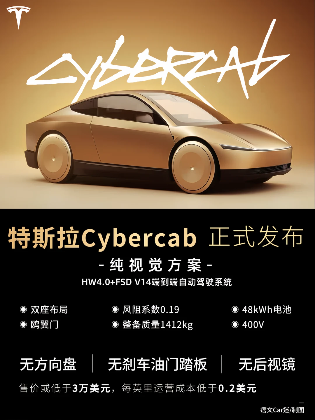 特斯拉Cybercab今日上市，又一历史性变革！