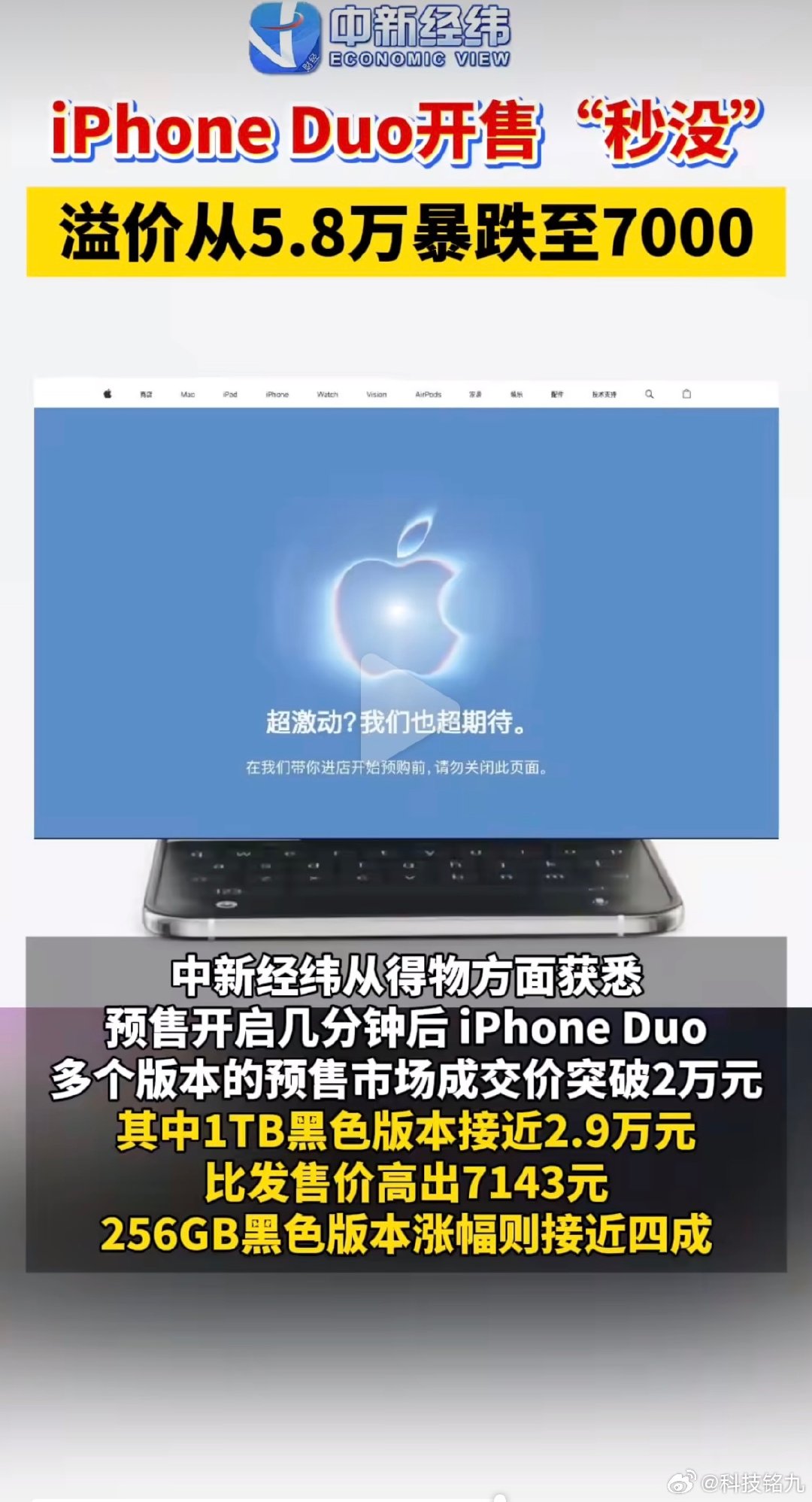 #iPhoneDuo溢价从5.8万暴跌至7000#你抢到了吗？[doge] ​