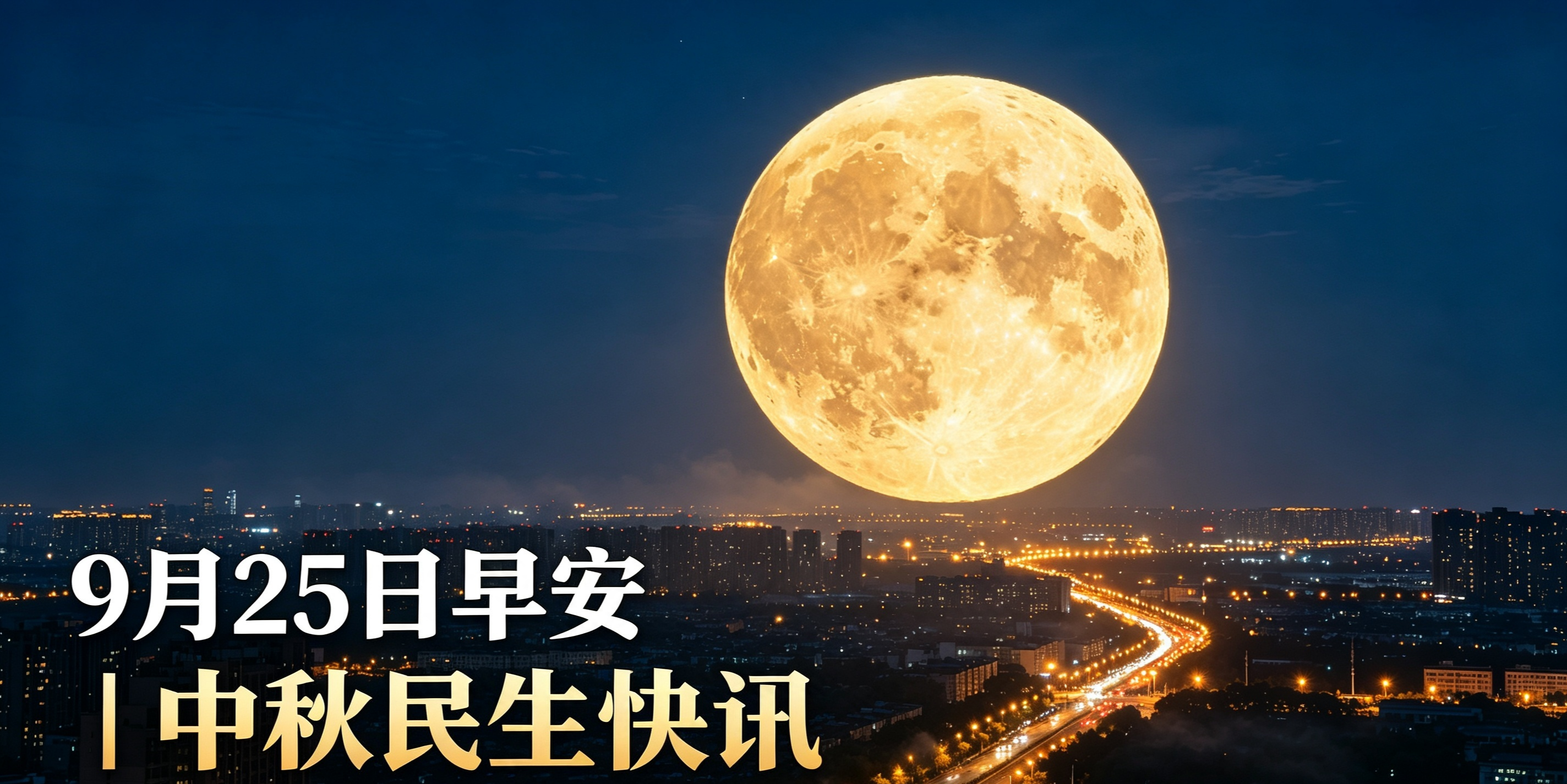 9月25日早安｜今日5条民生快讯！中秋月圆，双节出行、考研、天气信息一次性看懂
 
今日中秋，月满人间。整理几条大家最关心的民生新闻，关乎出行、考试、天气、安全，建议收藏。
 
1、中秋遇上超长假期！国庆高速免费，可拼13天长假
 
今年中秋、国庆中间只隔3个工作日，不少人调休凑出13天超长假期。交