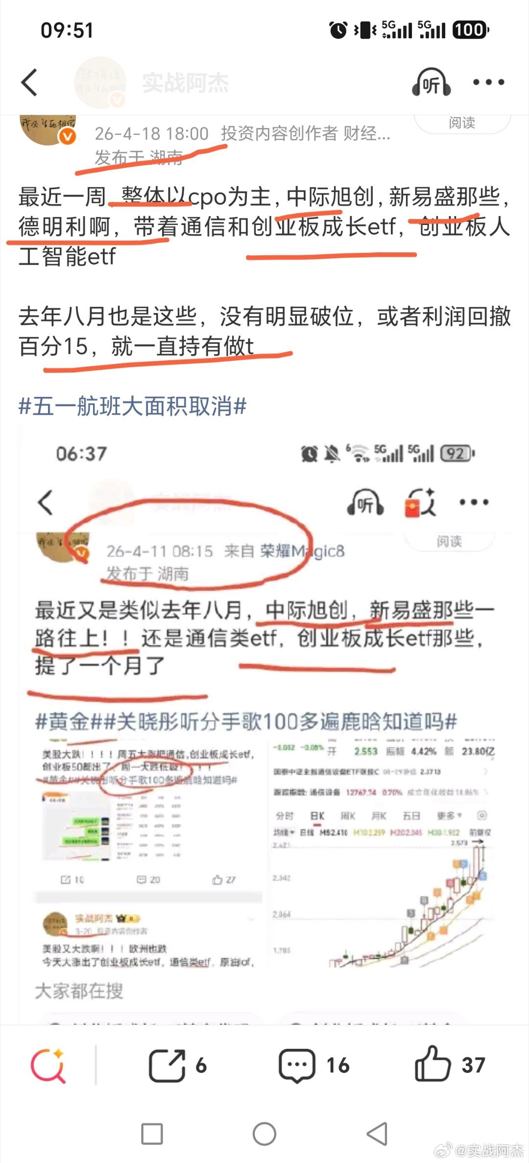低位的cpo，半导体啊，情绪想起来，后面还得靠科技

反复上涨，调整温和，大涨上涨频率比下跌多不少，就有概率底部

#黄金##股票##基金[超话]##关晓彤听分手歌100多遍鹿晗知道吗# ​