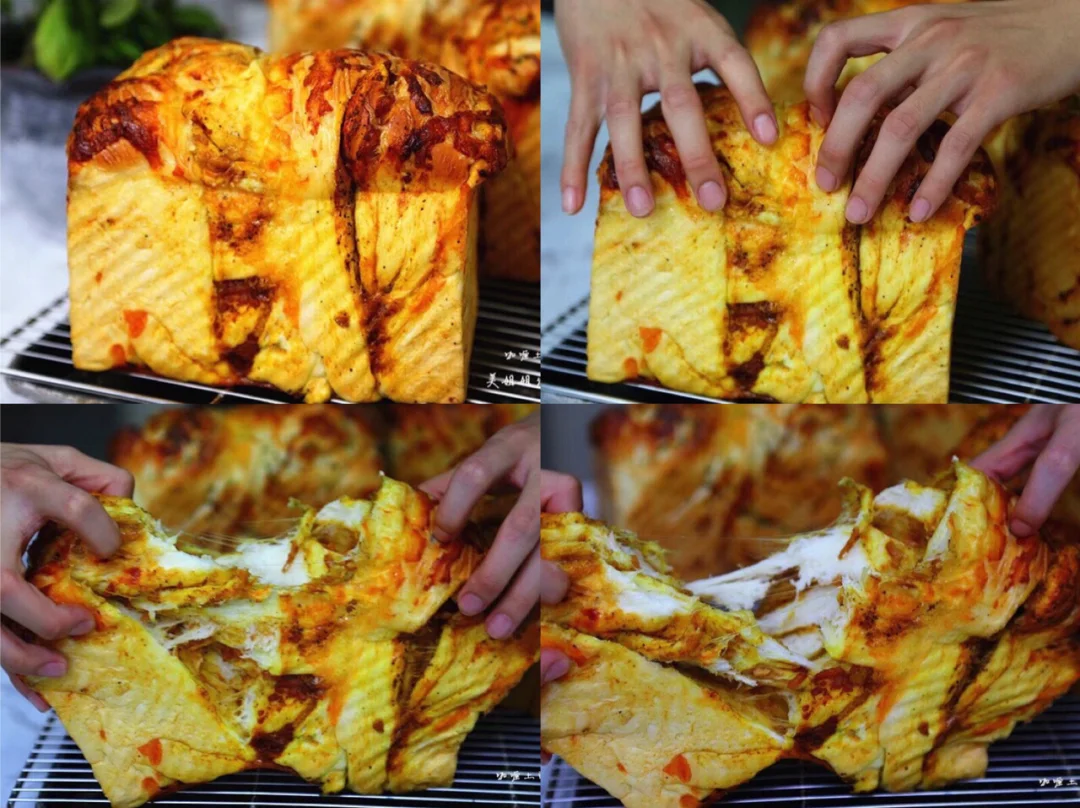 超级柔软拉丝的咖喱吐司做法