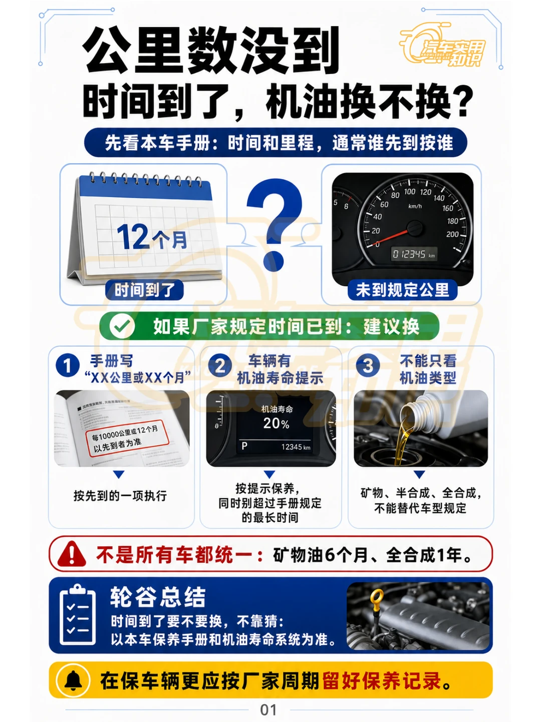 公里数没到时间到了要换机油吗？