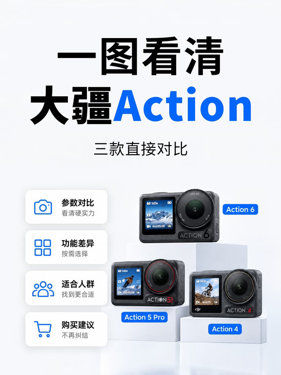 大疆 Action 怎么选🤔3 款快速看懂！