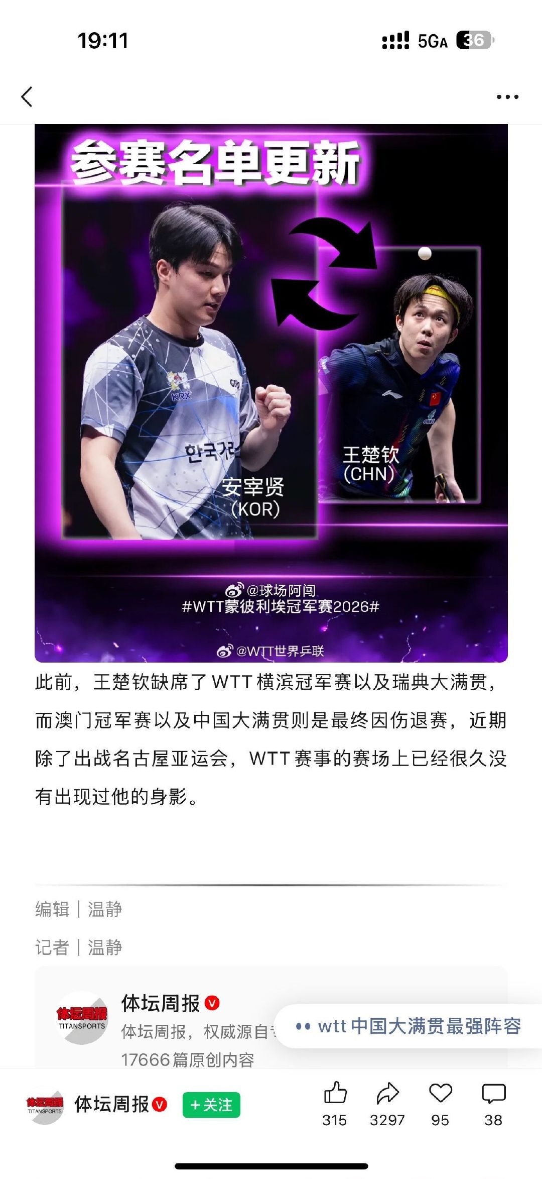 是真的吗？#王楚钦 #王楚钦退赛#王楚钦2026WTT多次退赛# ​