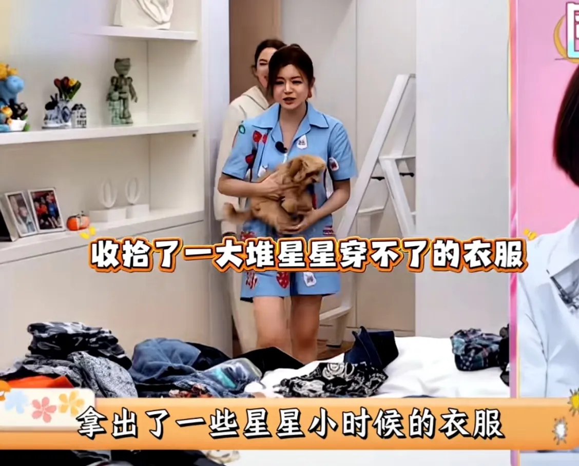 欧阳妮妮说阿沐你有新衣服了，张书豪也说这都好新！原来是陈妍希收拾旧衣物，满满两大包，我想大概率拿回家之后，这些衣服也不会真的给自家孩子上身。
站在旁人角度看，想法确实挺实在的，不浪费物资，勤俭节约。可张书豪看到一堆成色很新的衣服，还是忍不住发出感慨。能看得出来，这些衣服当初买的时候质量都不差，只是孩