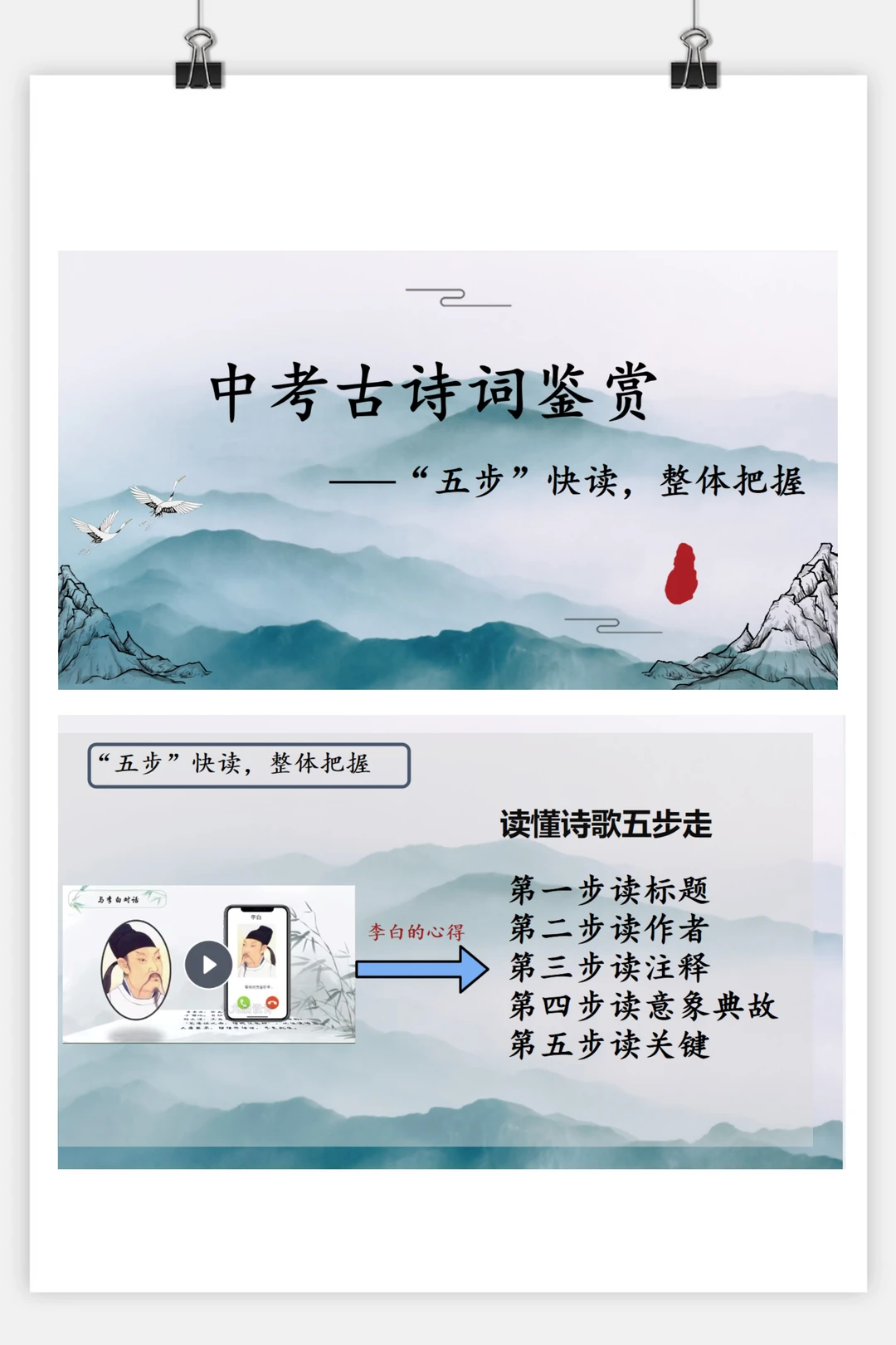 中考古诗词鉴赏：五步搞定