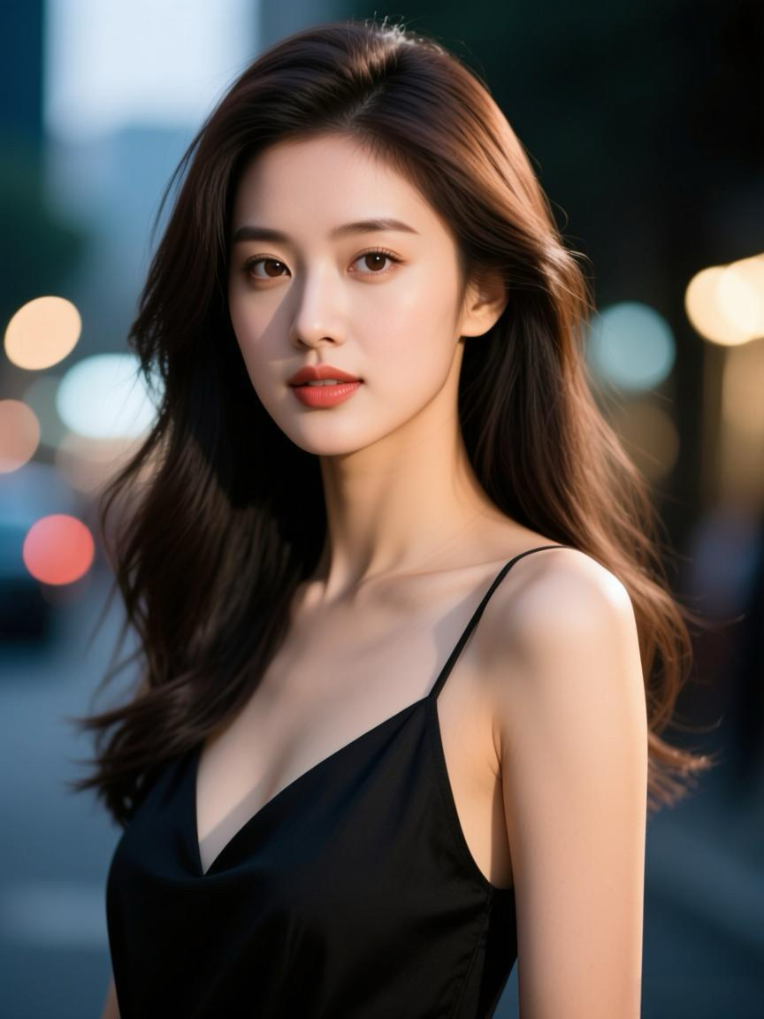 黑裙红唇，迷人至极！