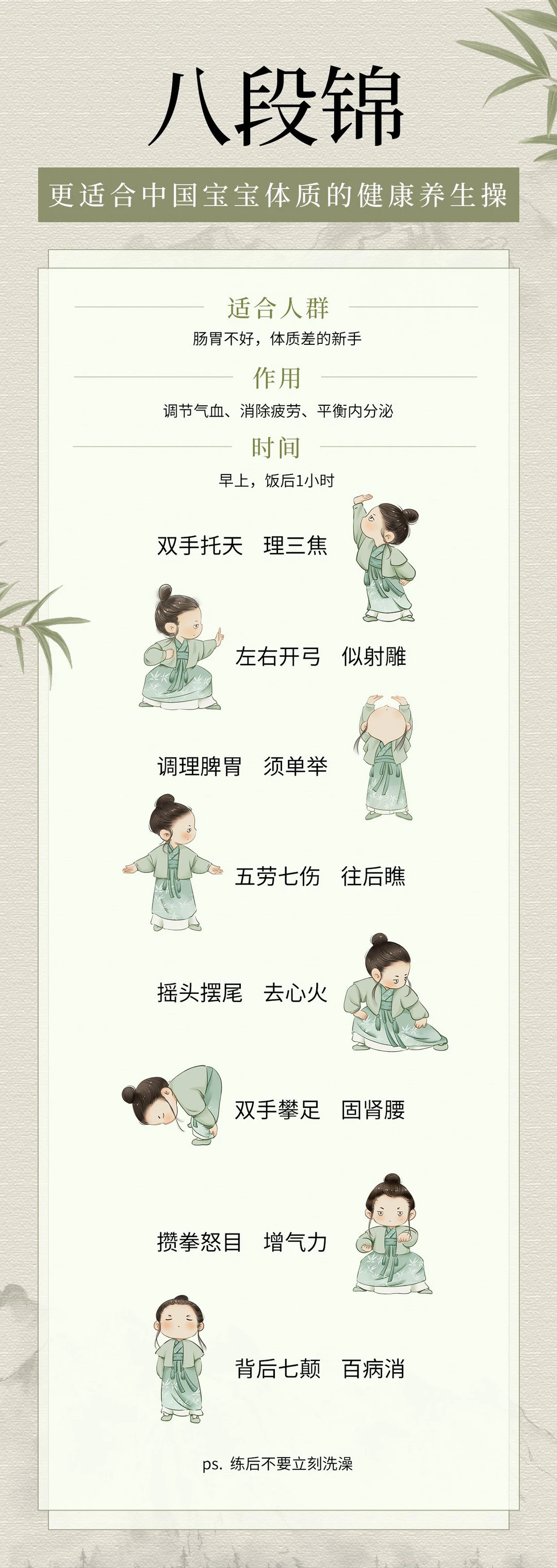 一图看懂八段锦，快跟练～