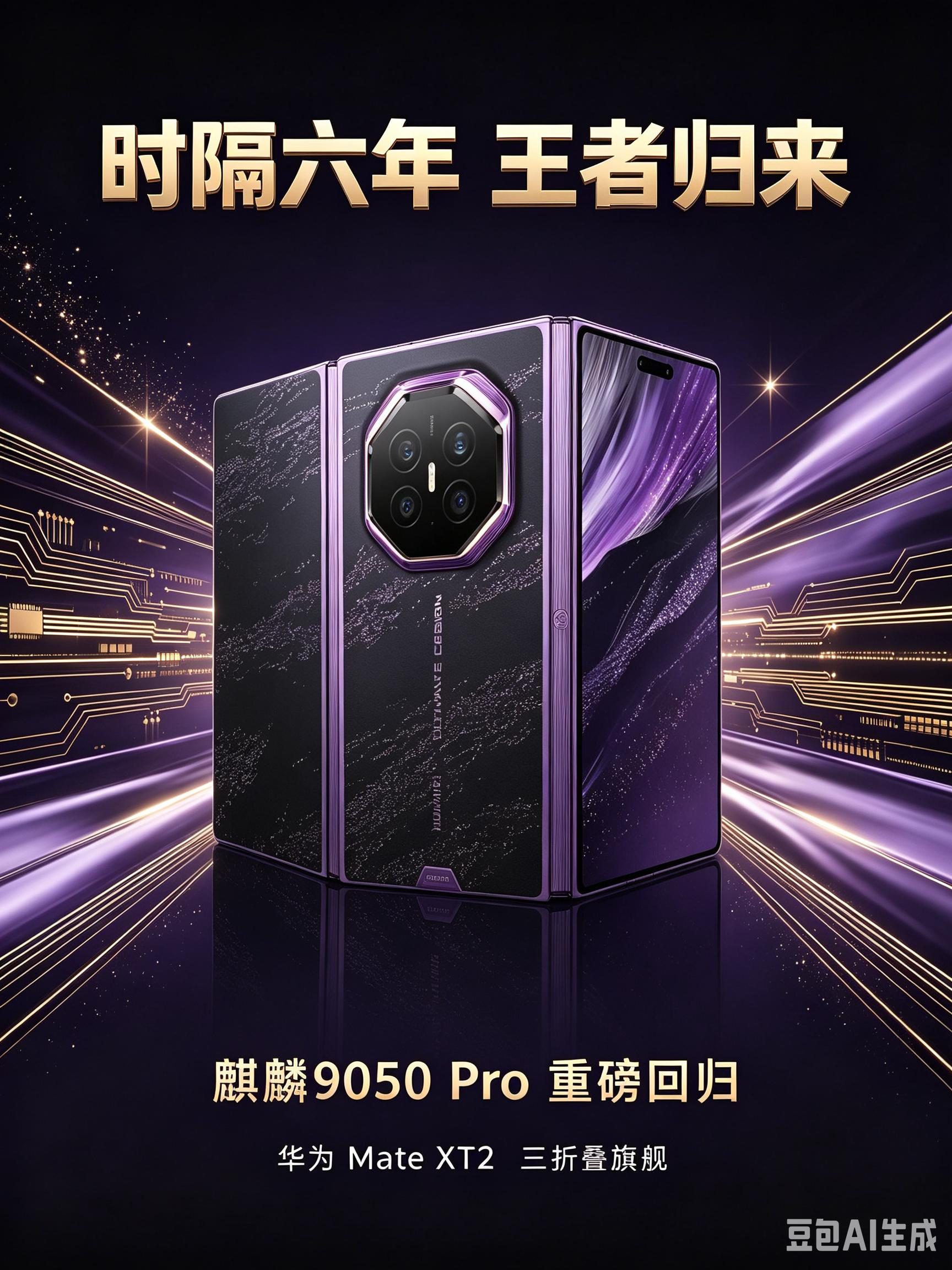 时隔六年王者归来！麒麟9050Pro问世，中国科技彻底破局
 
整整四个月全网翘首以盼！9月7日，华为Mate XT2三折叠旗舰正式登场，最让国人热血沸腾的，不止颠覆性的三折叠黑科技，而是时隔六年，全新麒麟9050 Pro芯片重磅回归！
 
自华为Mate40时代落幕，六年光阴蛰伏坚守。这六年，是国
