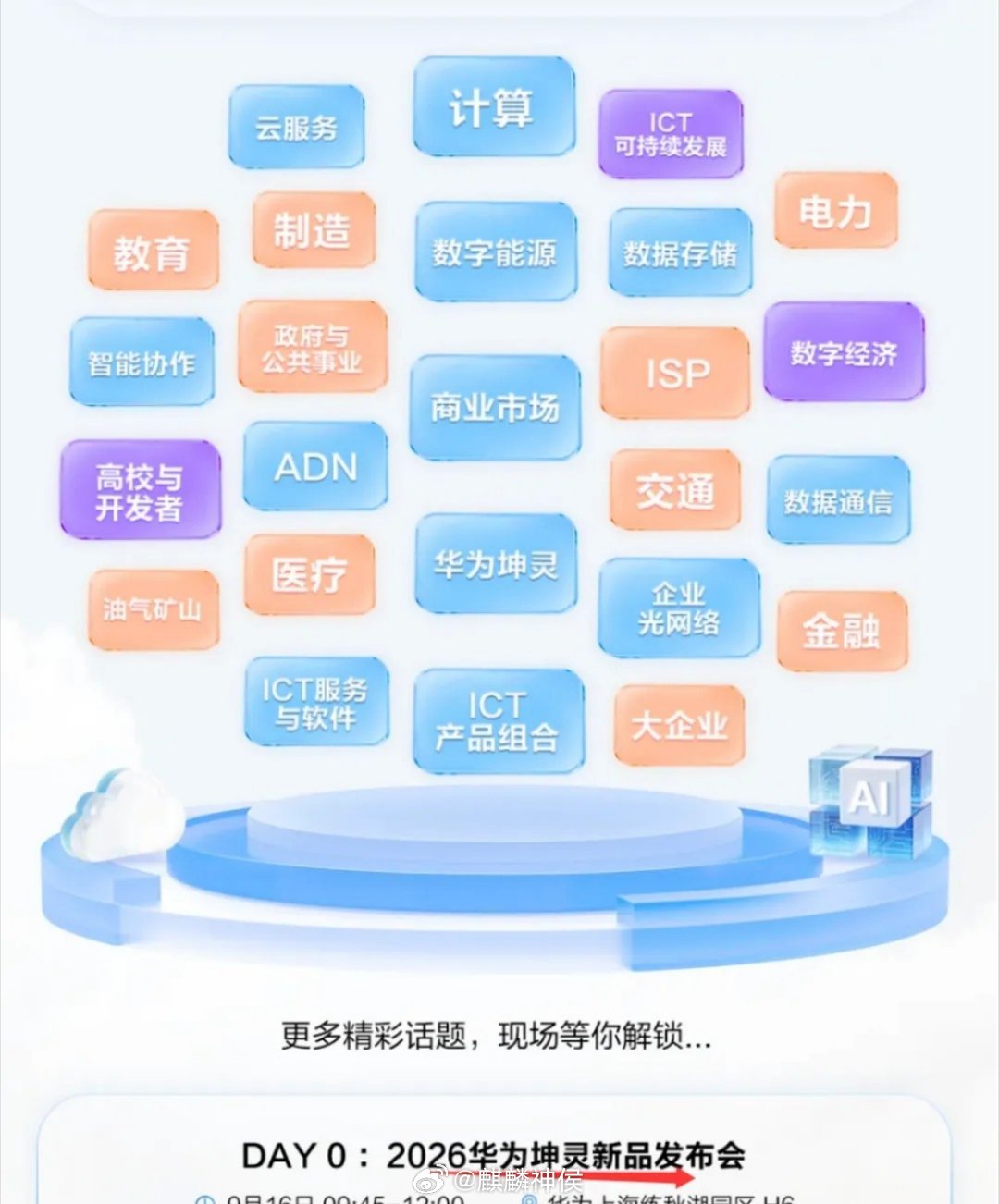 华为坤灵

华为全连接大会将于9月17日至19日在上海举行，核心将围绕全面智能化战略，系统阐述如何构建高效的AI基础设施。9月1日公布议程，将举办华为坤灵新品发布会。 ​
