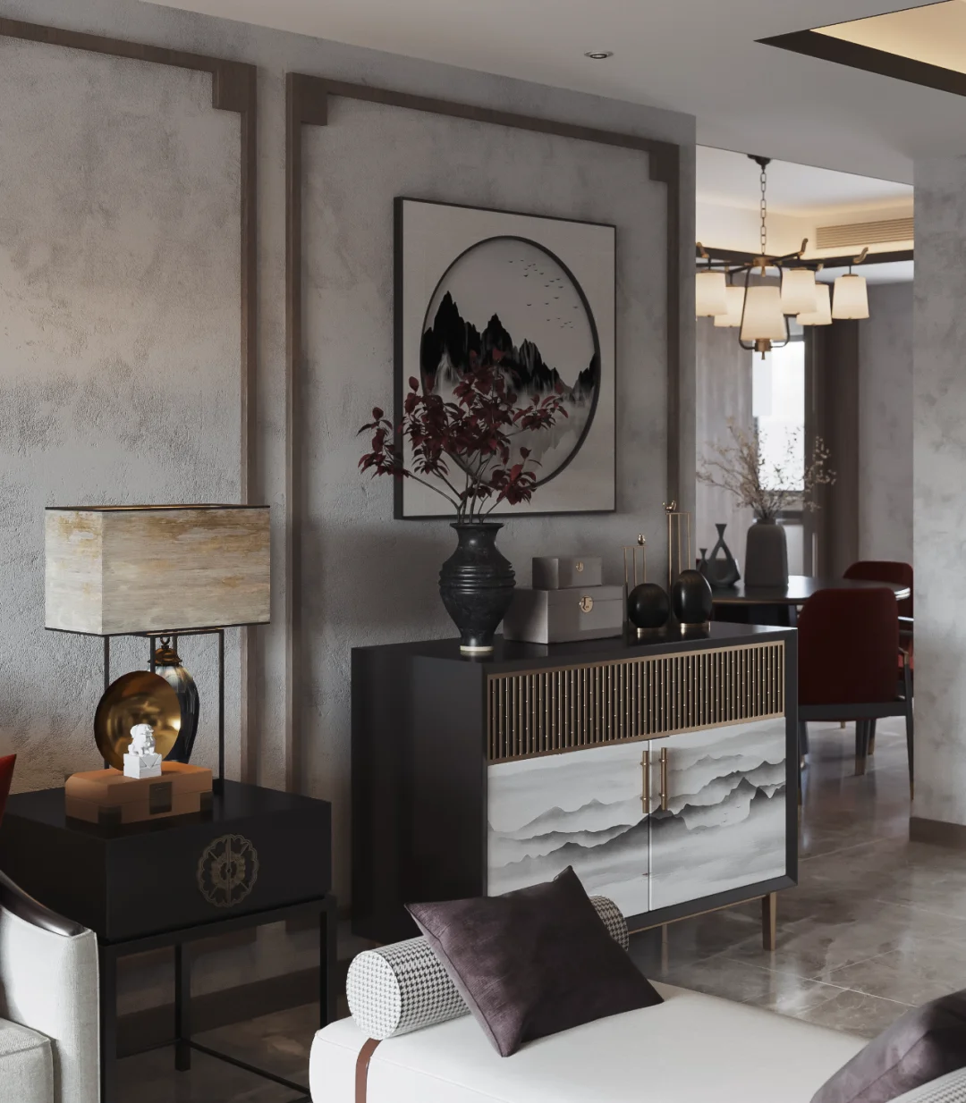 158㎡新中式装修，墨染丹青，端庄不失时尚