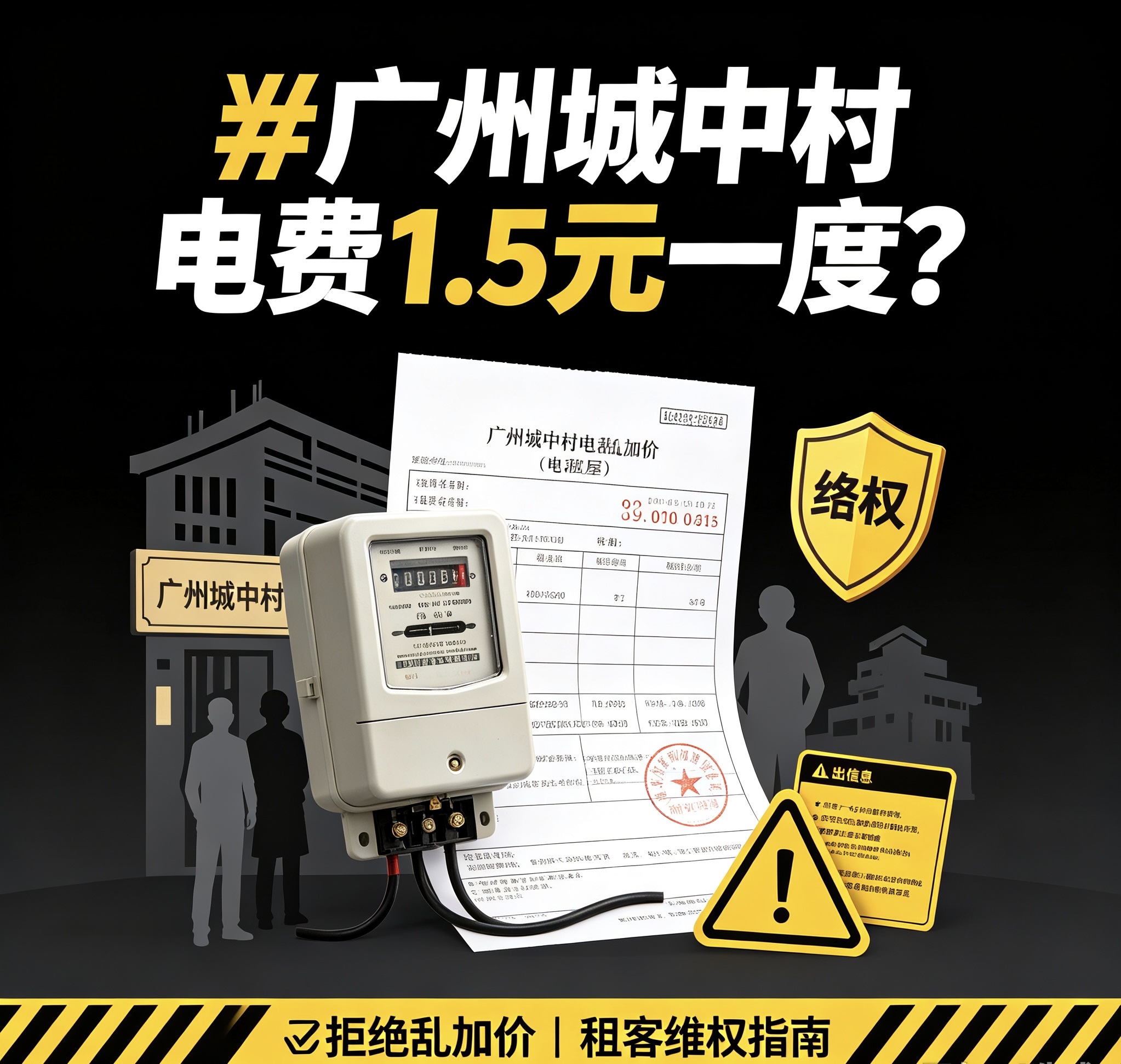 在广州城中村租房，夏天最心痛的不是高温，而是房东发来的电费账单。

不少租户都踩过这个坑：电价直接收到1.2‑1.5元一度。有的拆成0.8元电价再加0.5元服务费，还有额外公摊、线路损耗、管理费，偏偏这些费用不会写进租房合同。

可大家知道官方电价是多少吗？广东居
