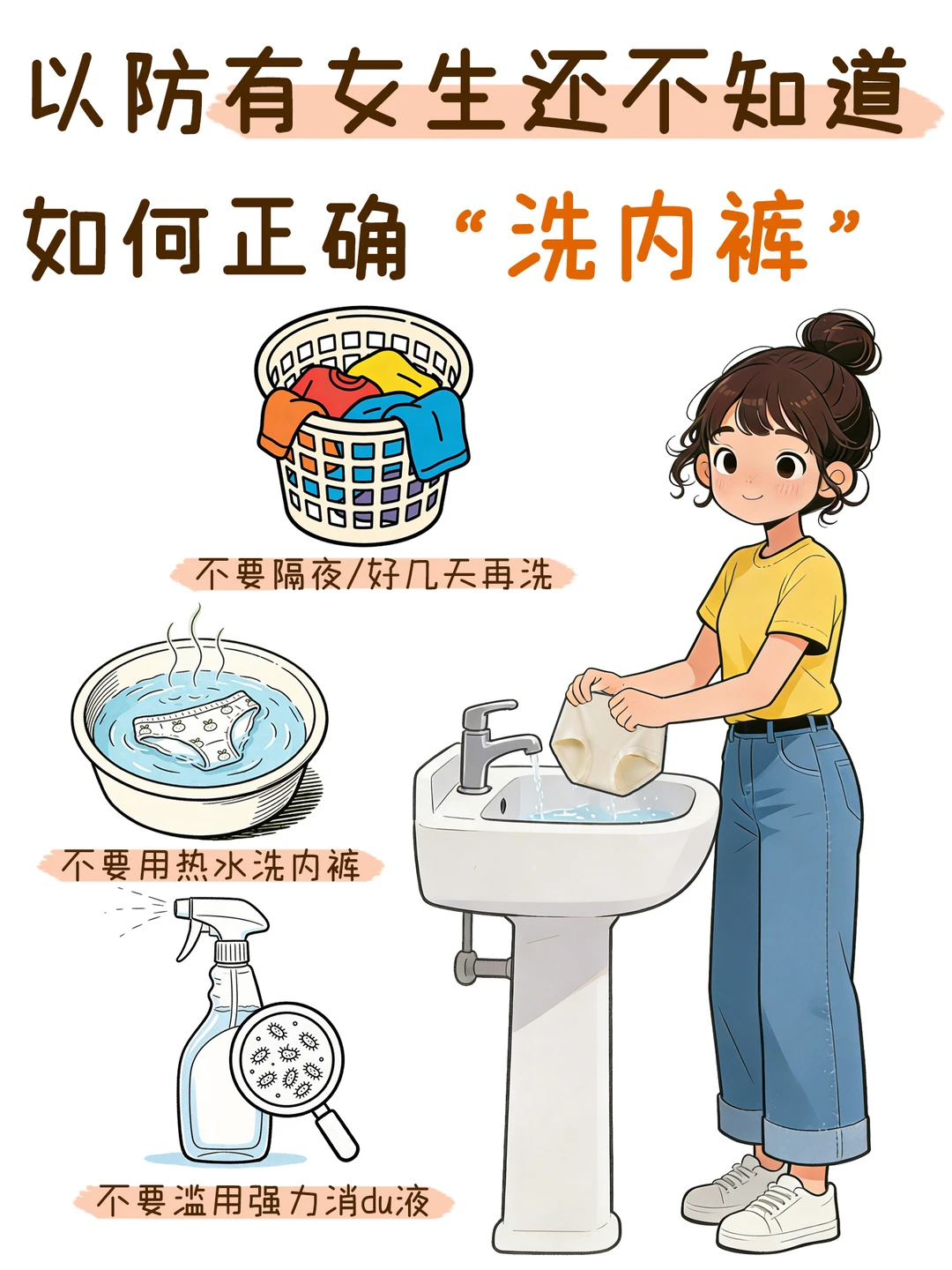 以防有女生还不知道如何正确“洗内裤”～