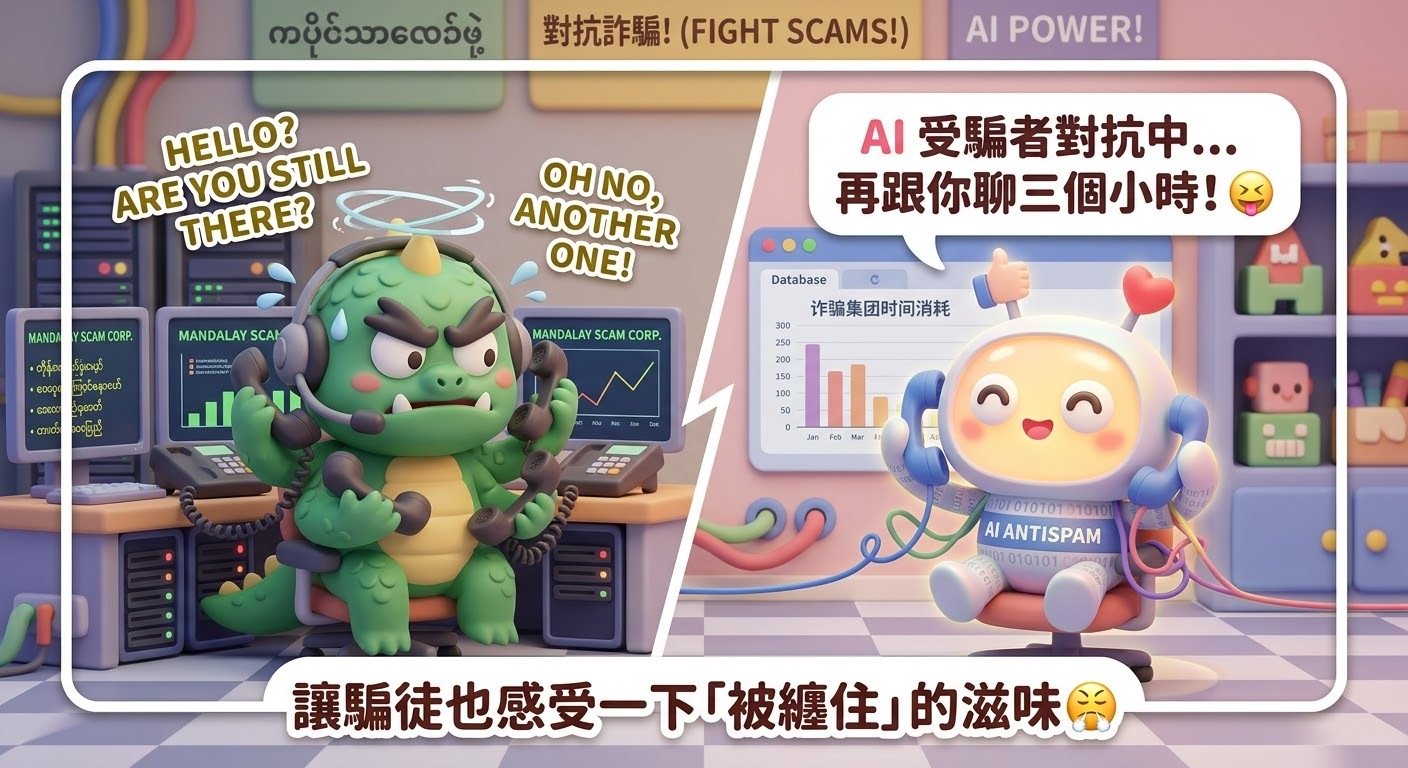 利用 AI 製作「虛擬受騙者」（AI Honeypot / 誘餌 Bot）來反制詐騙集團，在技術與概念上完全可行，而且國際上與科技業界已有實踐案例。
這種主動防禦技術稱為「蜜罐反擊」（Honeypot Countermeasure）。雖然想法非常出色，但在實際推行與大規模普及時，會面臨不少技術與現實的挑戰。
💡 AI 反詐受騙 ​
