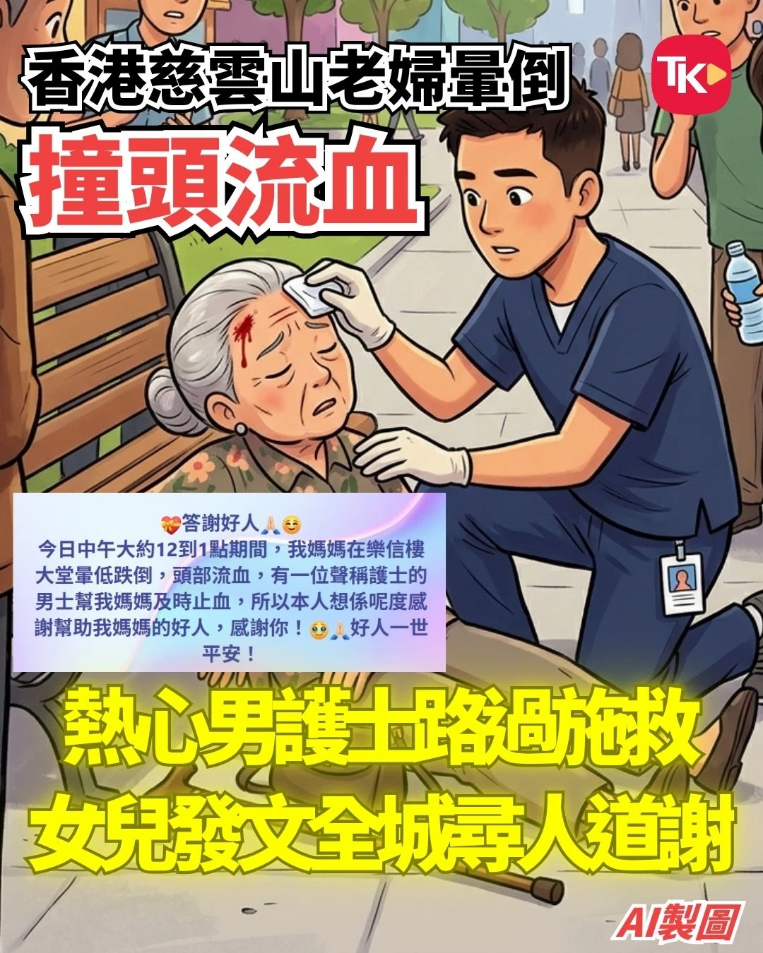 香港熱心市民施救跌倒老婦