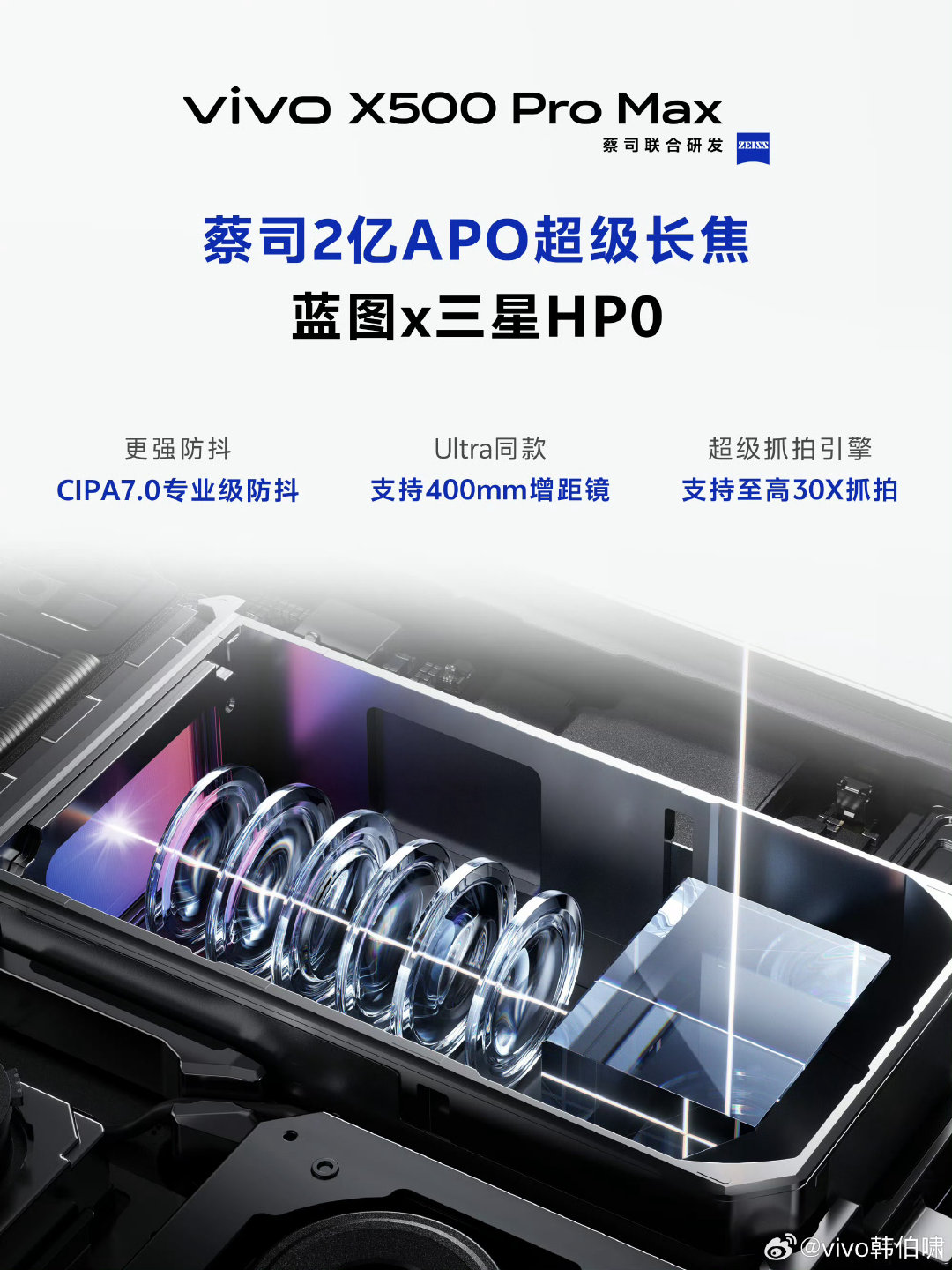 vivo X500 Pro：64MP 85mm LYTIA 610潜望长焦

vivo X500 Pro Max：200MP 85mm 三星HP0潜望长焦

目标同价位最强长焦表现？[doge] ​