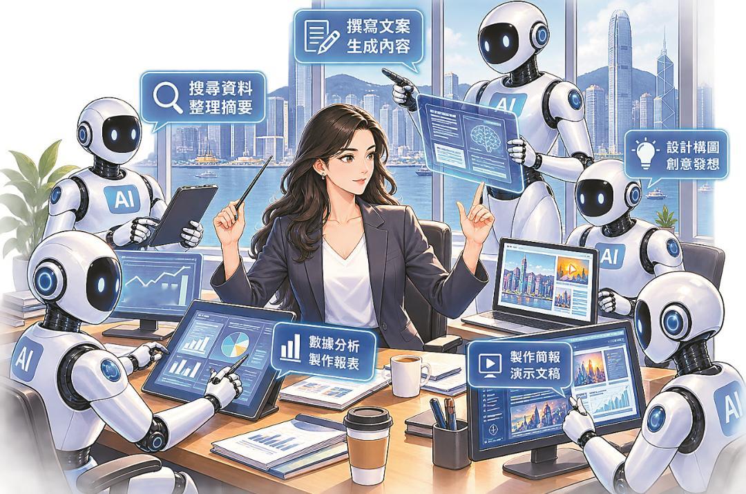 #港商原创# 【从“工具”到“同事”，职场新时代如何与AI共舞？】当人工智能（AI）不再只是科技新闻里的热词，而是悄然嵌入日常工作的“隐形同事”——写文案、做报表、剪视频、绘画，甚至构思剧本——一场关于职场生存与进化的静默革命，正在香港的写字楼、创作室和课堂里发生……

多位受访者向记者 ​