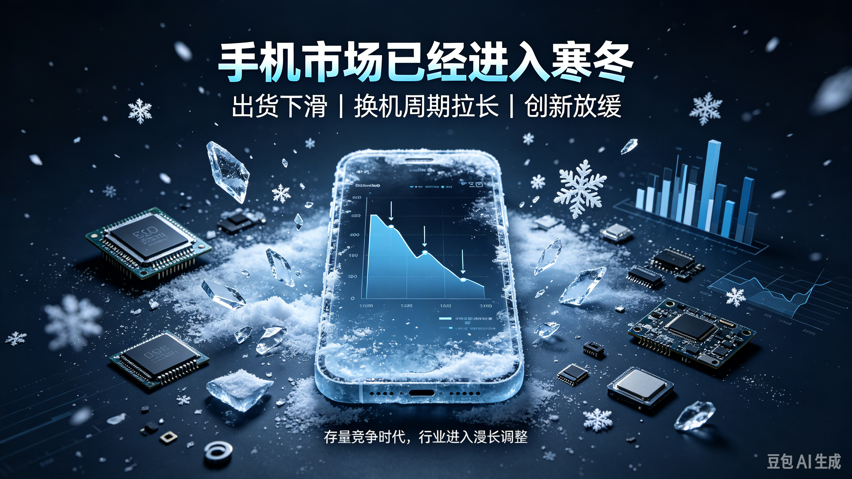 手机市场已经进入寒冬：出货量大跌，量价齐跌背后，所有人都在熬
 
曾经高速增长的智能手机赛道，正在迎来最冷的一段日子。
 
最新数据很残酷：2026年Q3全球智能手机出货量同比大跌22%，创下统计以来最大单季跌幅；国内市场同样下滑，三季度出货同比下降15.4%，不少主流安卓品牌跌幅超过20%，市场还
