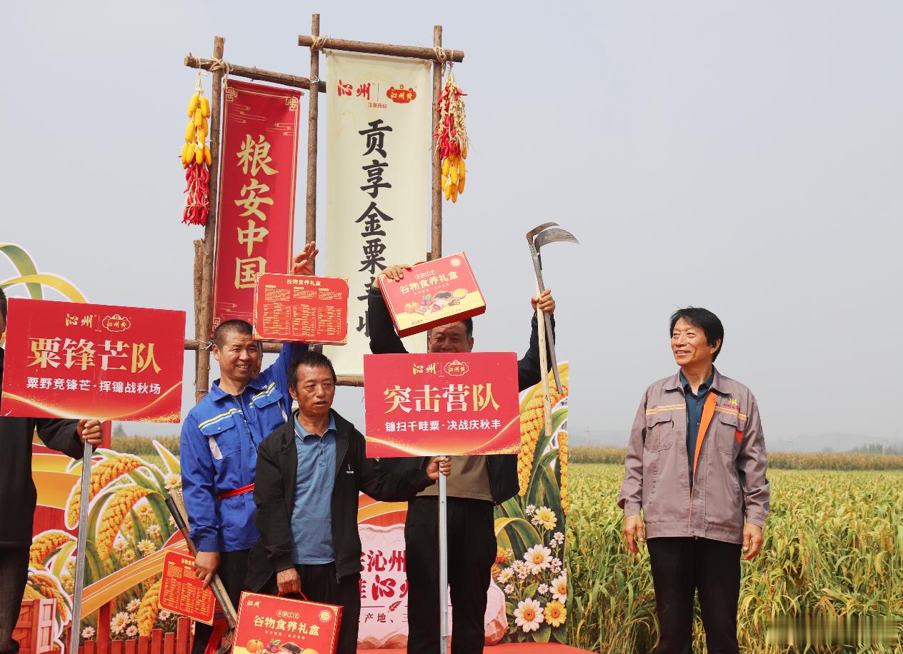中国农民丰收节【今年头茬沁州黄新米开镰收割】9月22日，恰逢中国农民丰收节来临之际，2026沁州黄集团开镰仪式在山西沁县沁州黄小米核心种植基地举行。仪式现场，电商平台、线下商超、私域渠道、媒体内容四大板块依次合作签约，打通线上线下、公域私域协同的全国销售通路。随着新米上市启动装置点亮，2026年头茬沁州黄新米正式全国发售，产自太行核心梯田的当季新粮，色泽金黄透亮，煮粥米油丰厚、谷香浓郁，经过锁鲜供应链，从沁县田野直达万千家庭餐桌。农民丰收节据介绍，山西沁州黄小米集团目前已经建成6万亩标准化谷子种植基地。在种源上，搭建“原原种—原种—良种”三级繁育体系，持续开展沁黄系列良种选育复壮，守住名米种源根基；在种植上，融合21项古法农艺与现代标准化管理技术，落实统一品种、统一施肥、统一技术指导、统一收购的管理模式，坚持轮作养地，推行有机旱作技术；在仓储加工方面，创新带壳低温鲜储、低温轻碾、真空充氮锁鲜工艺，最大程度锁住新米原生香气。