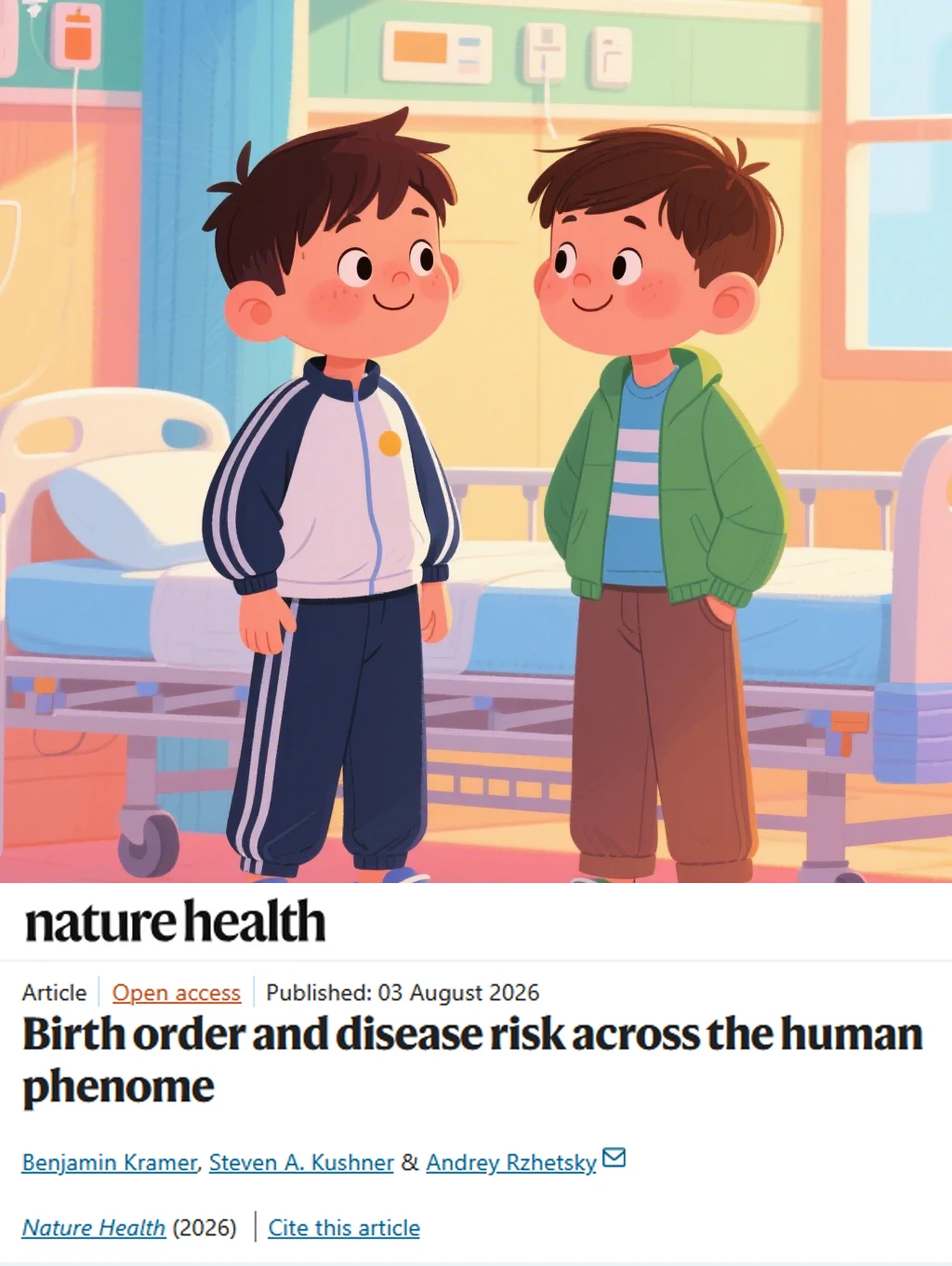 Nature颠覆认知-出生顺序与人类疾病风险