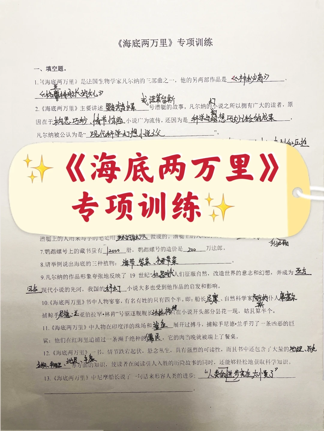 《海底两万里》专项训练